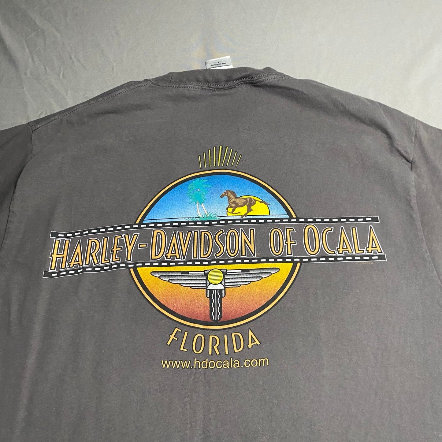 Harley Davidson Shirt Mens Large Cala Florida Gray Short Sleeve Motorcycle Biker