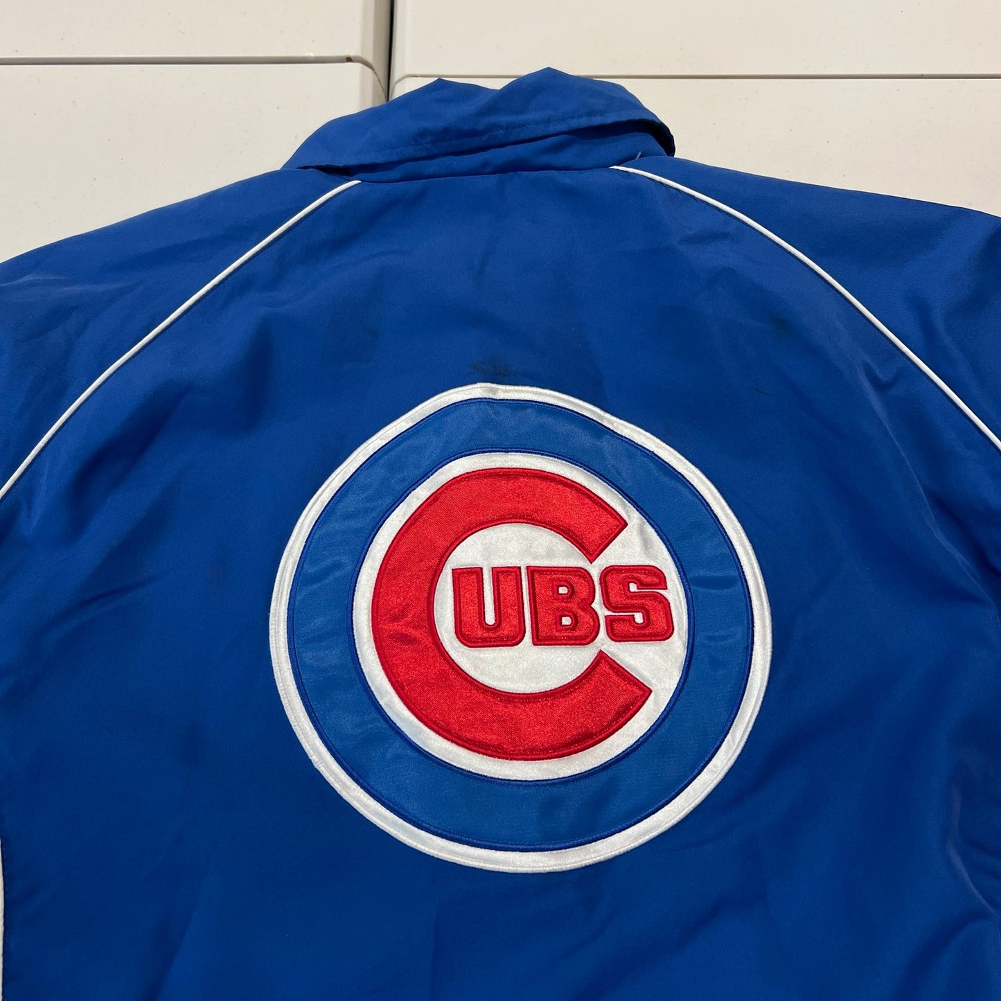 Chicago Cubs Jacket Mens 2XL XXL Blue Full Zip Embroidered G-III Carl Banks