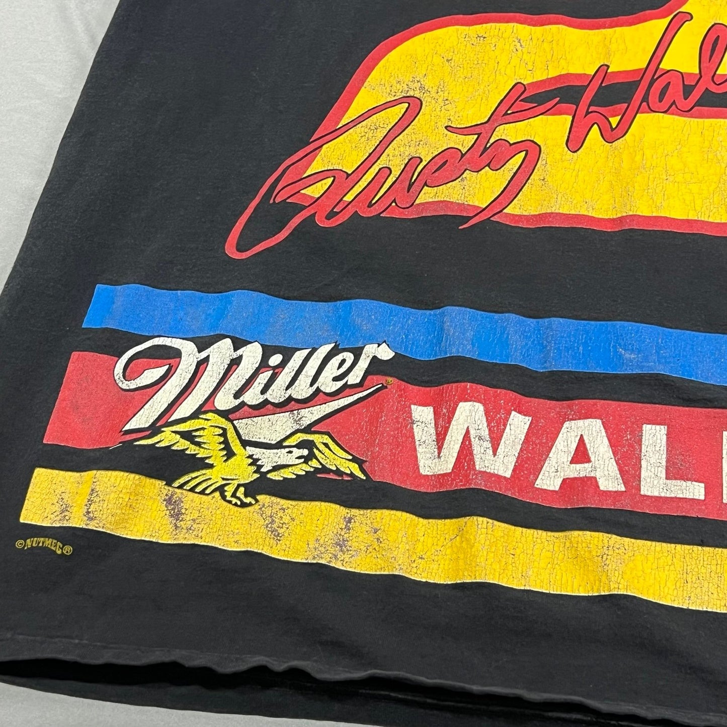 Vintage 90's Rusty Wallace Shirt Mens XL Nutmeg Double Sided NASCAR Miller Black