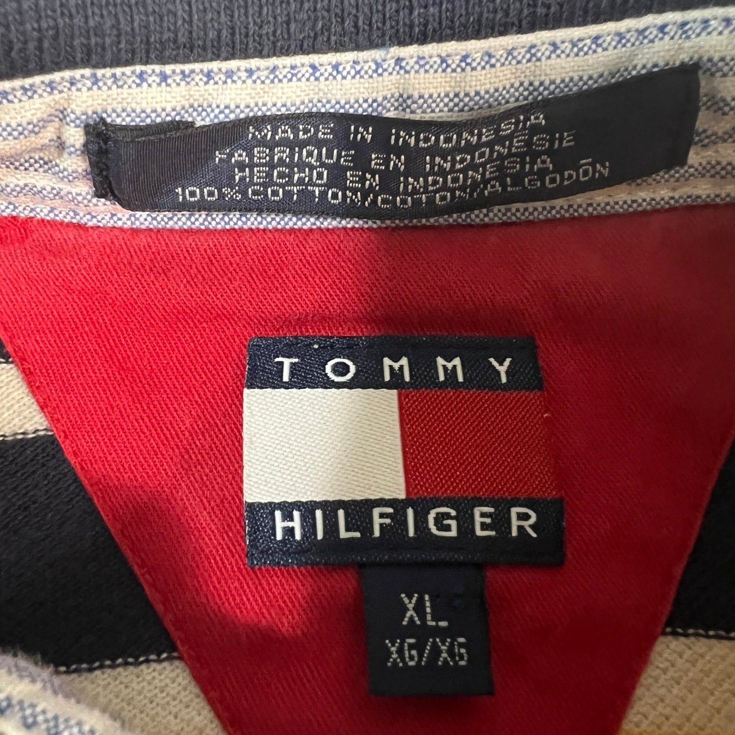 Tommy Hilfiger Polo Shirt Long Kids XL Youth Boys Long Sleeve Yellow Stripe Y2K