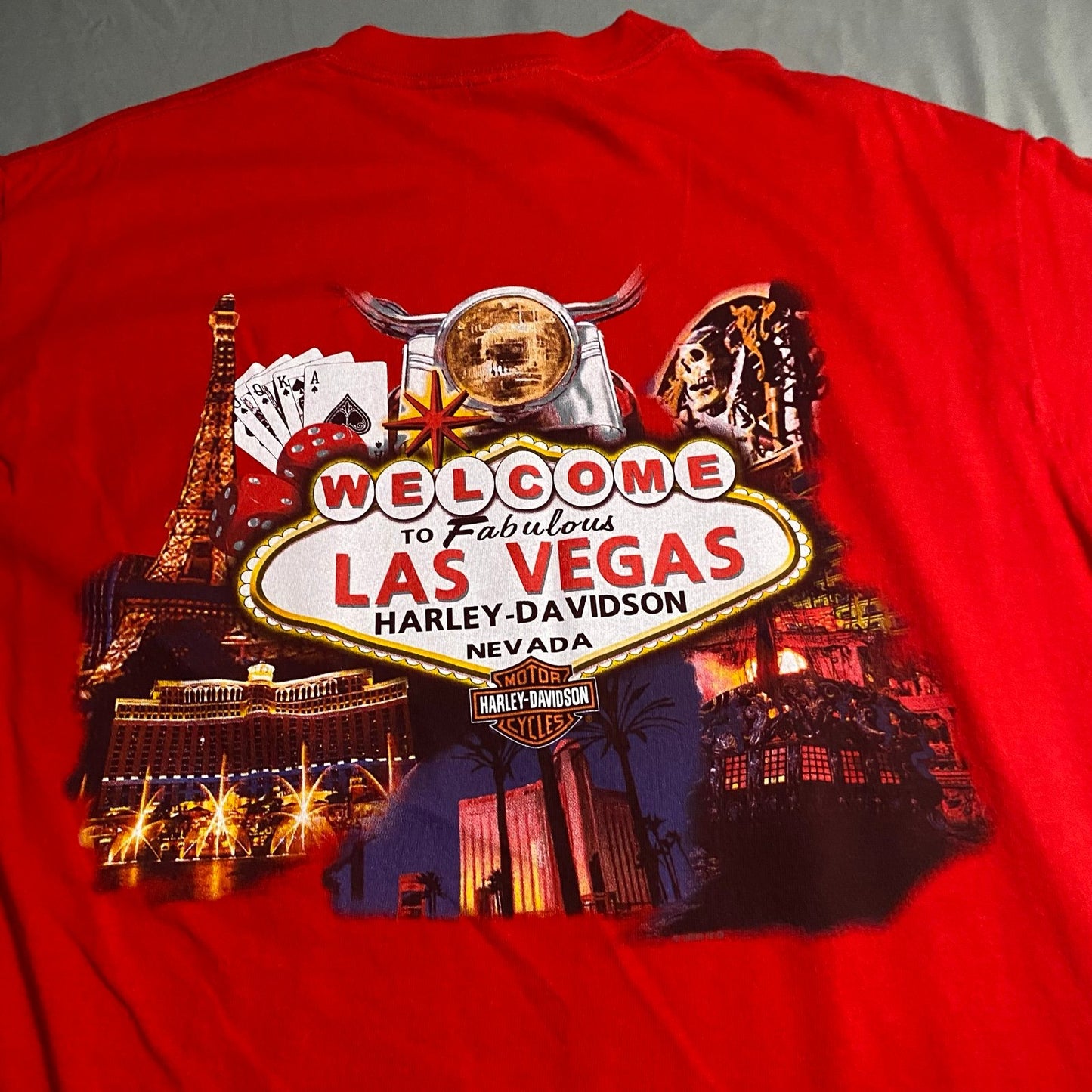 Harley Davidson Shirt Mens Medium Las Vegas Red Short Sleeve Motorcycle