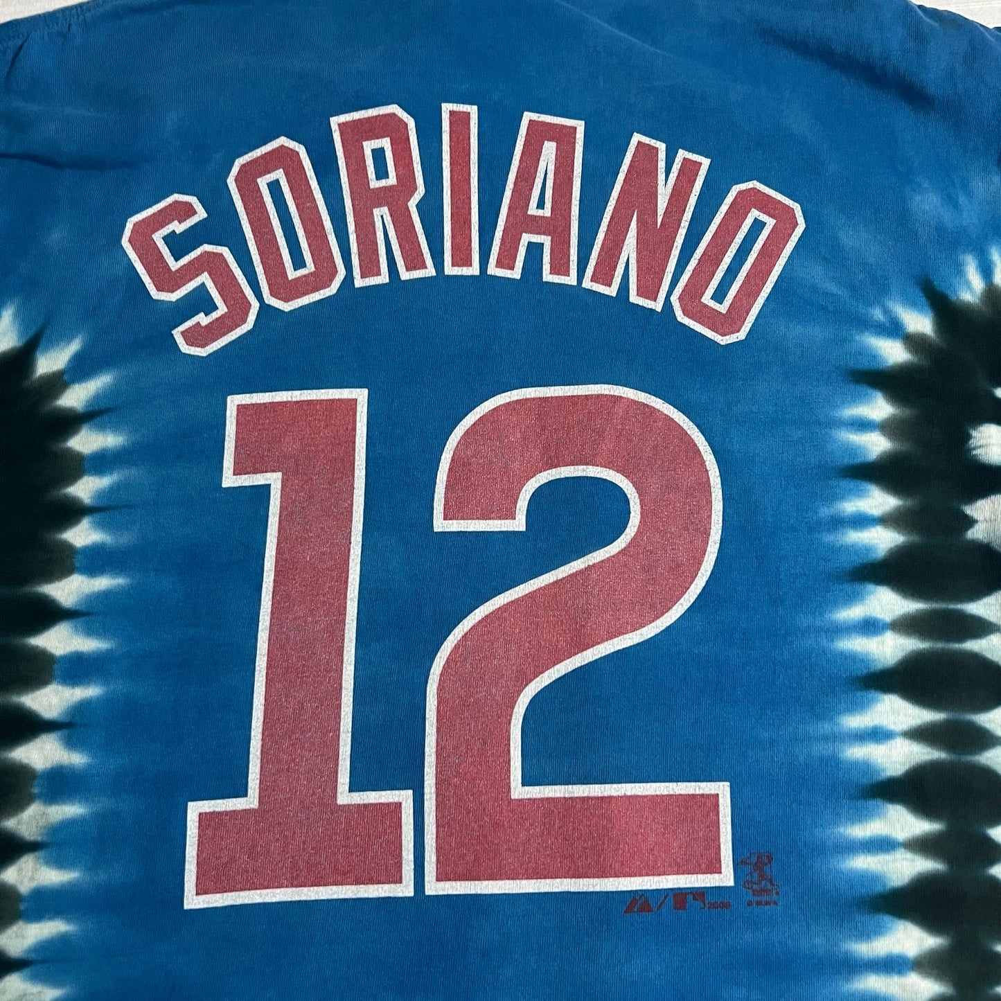 Alfonso Soriano Chicago Cubs Shirt Mens Medium Liquid Blue Tie Dye Short Sleeve