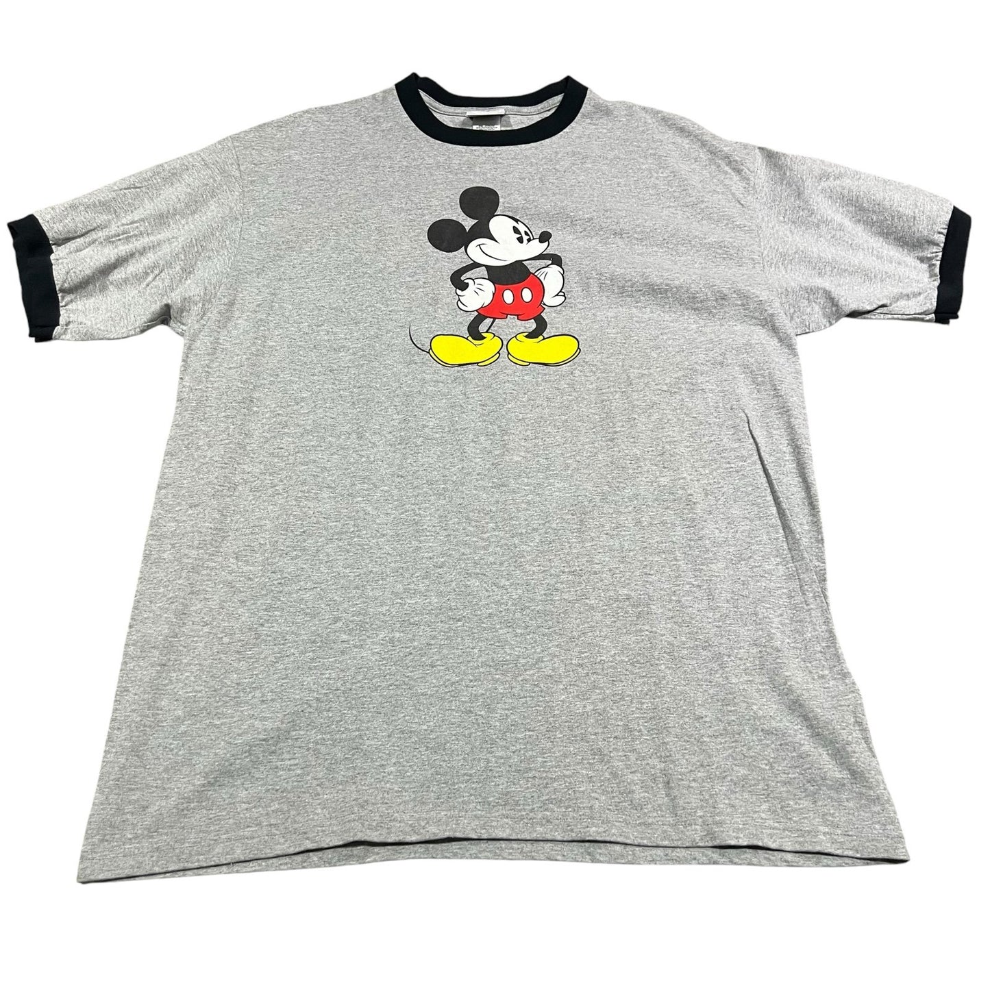 Mickey Mouse Shirt Womans 2XL XXL Gray Short Sleeve Disney Ringer