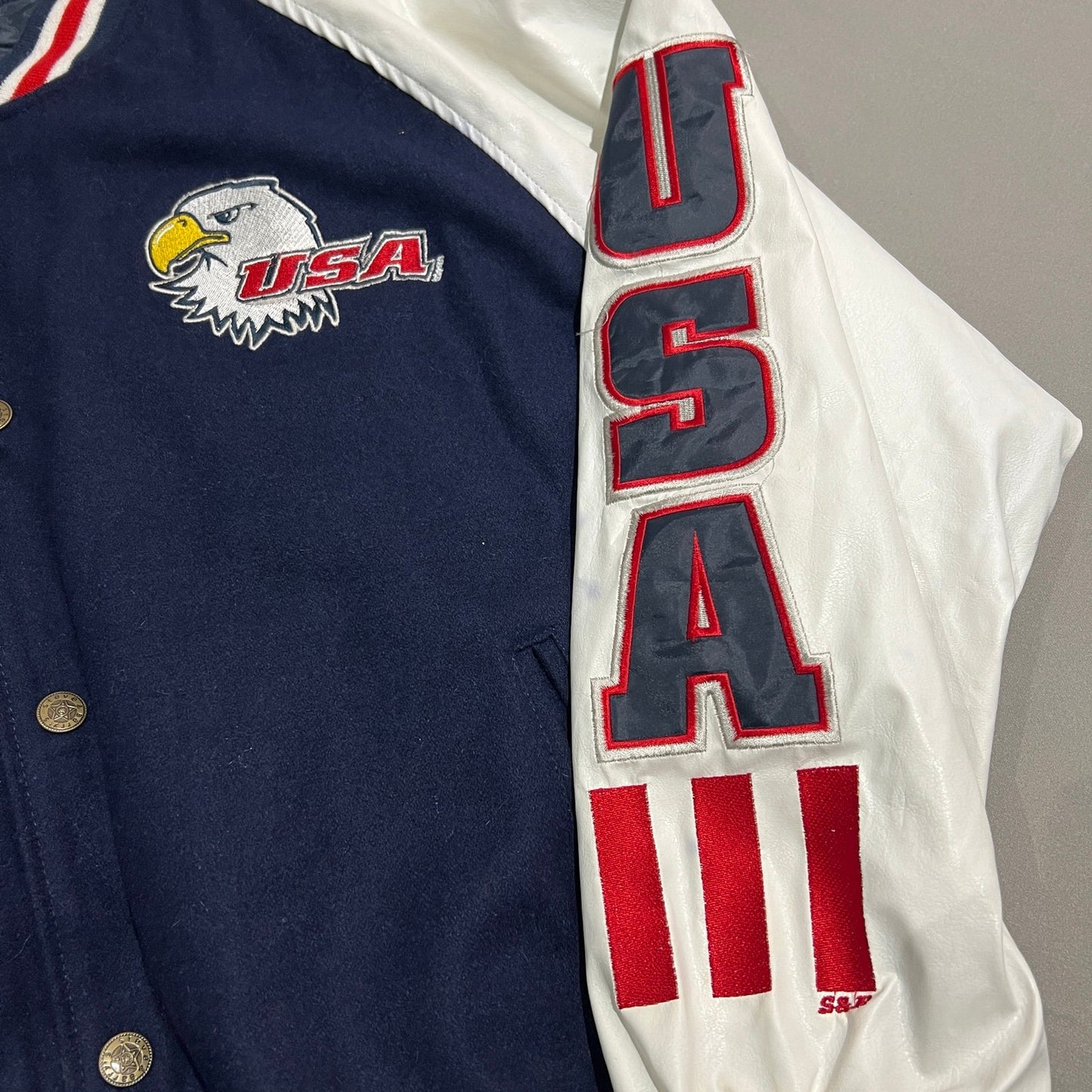 Vintage USA Bald Eagle Varsity Jacket Mens Large America Steve and Barry's