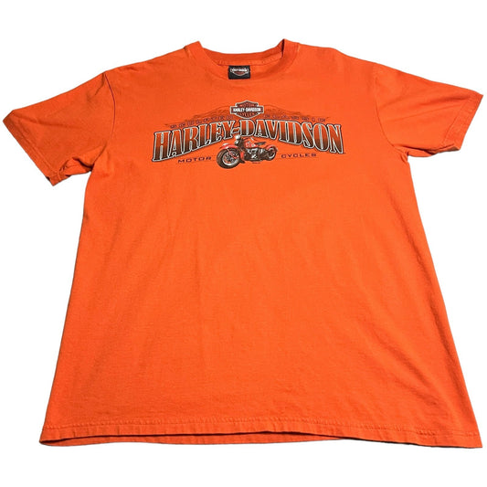 Harley Davidson Shirt Mens Large Orange Rock Falls Short Sleeve Motorcycle Biker