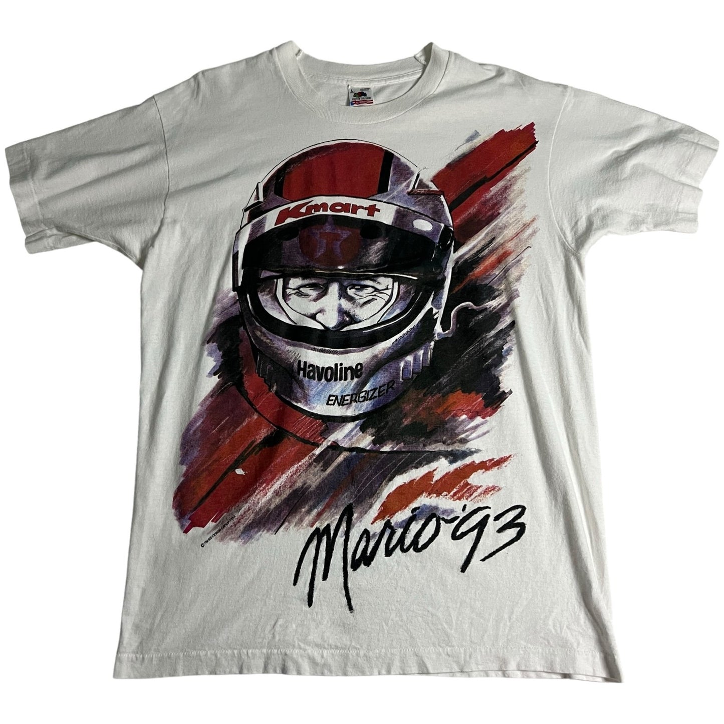 Vintage 1993 Mario Andretti Kmart Indy Shirt Mens Large Racing White Red