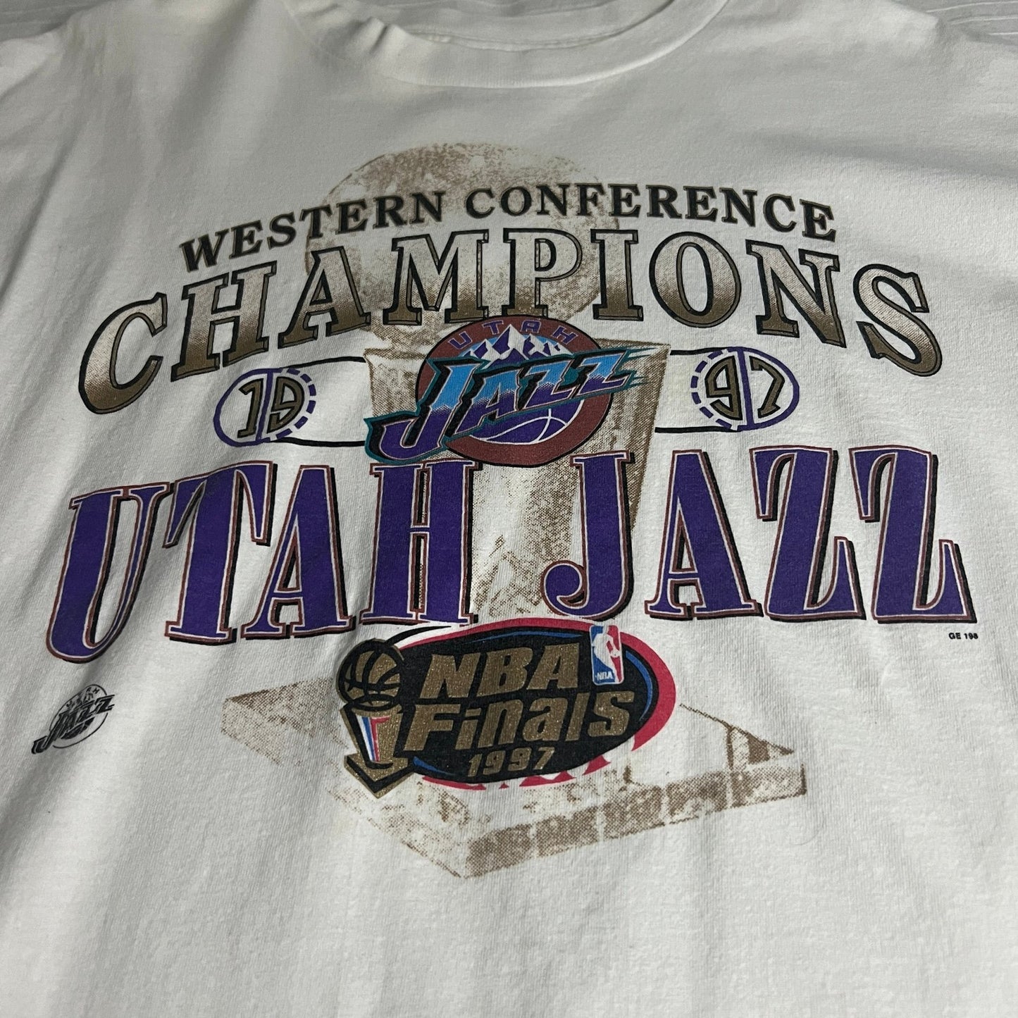 Vintage 90's Utah Jazz Western Conference Champions Shirt Mens Large NBA