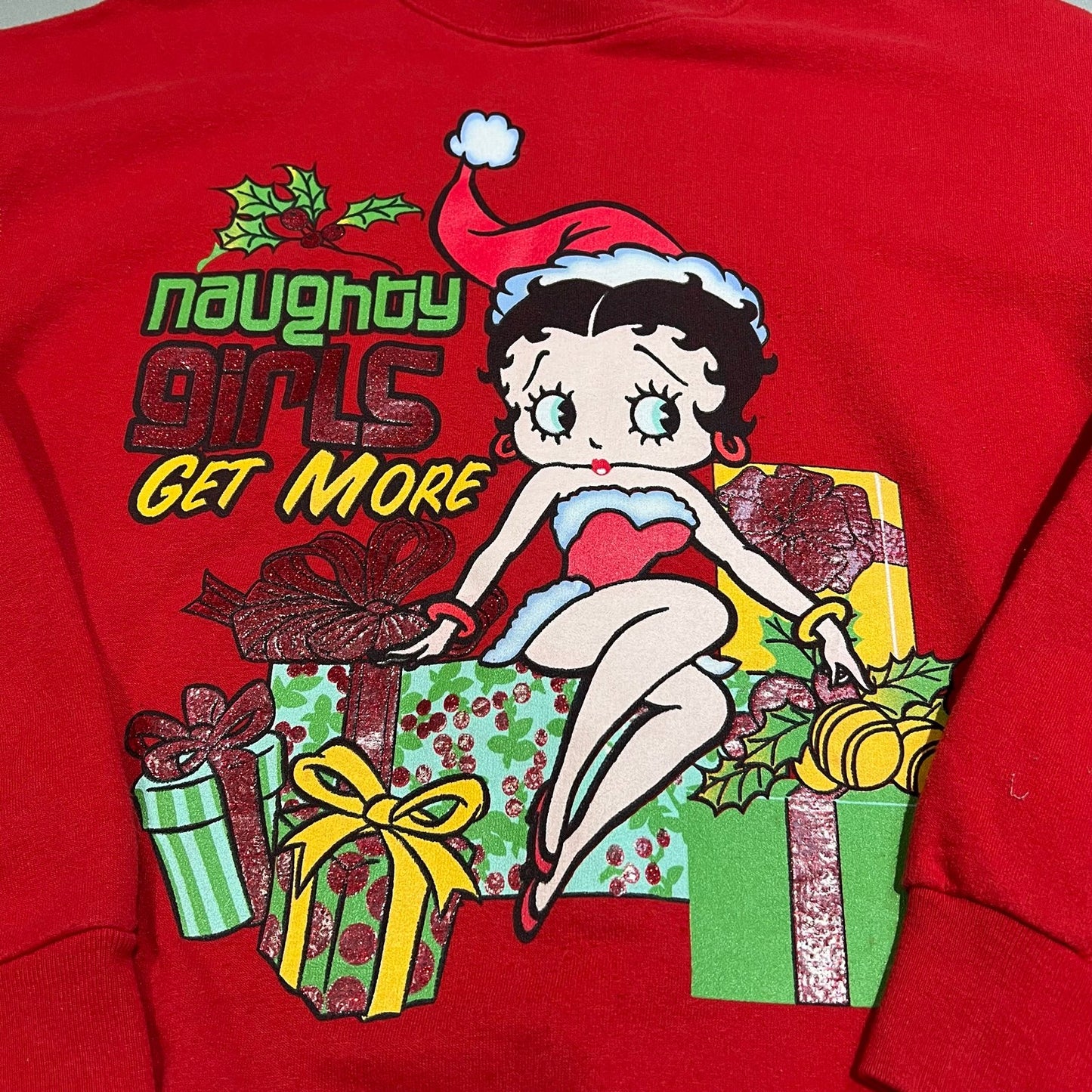 Vintage Betty Boop Naughty Girls Get More Sweater Womans Large Christmas