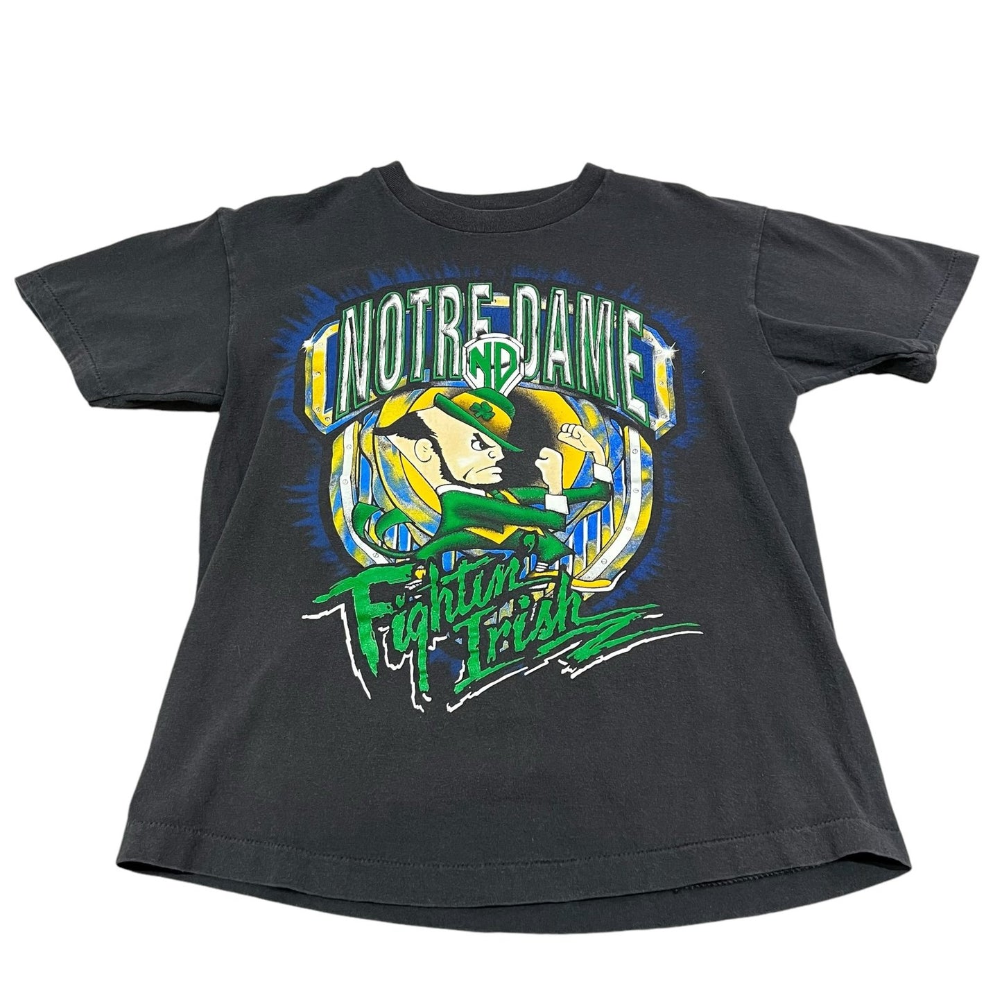 Vintage Notre Dame Shirt Womans Medium Short Sleeve Black NCAA Fighting Irish