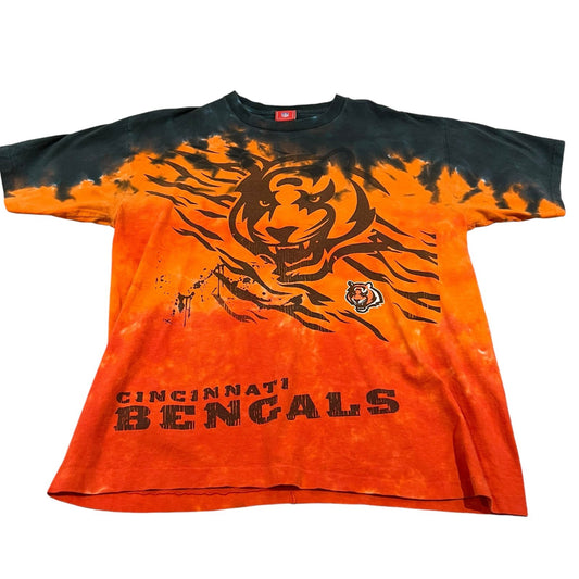 Cincinnati Bengals Shirt Mens XL Tie Dye Short Sleeve NFL Orange Blue