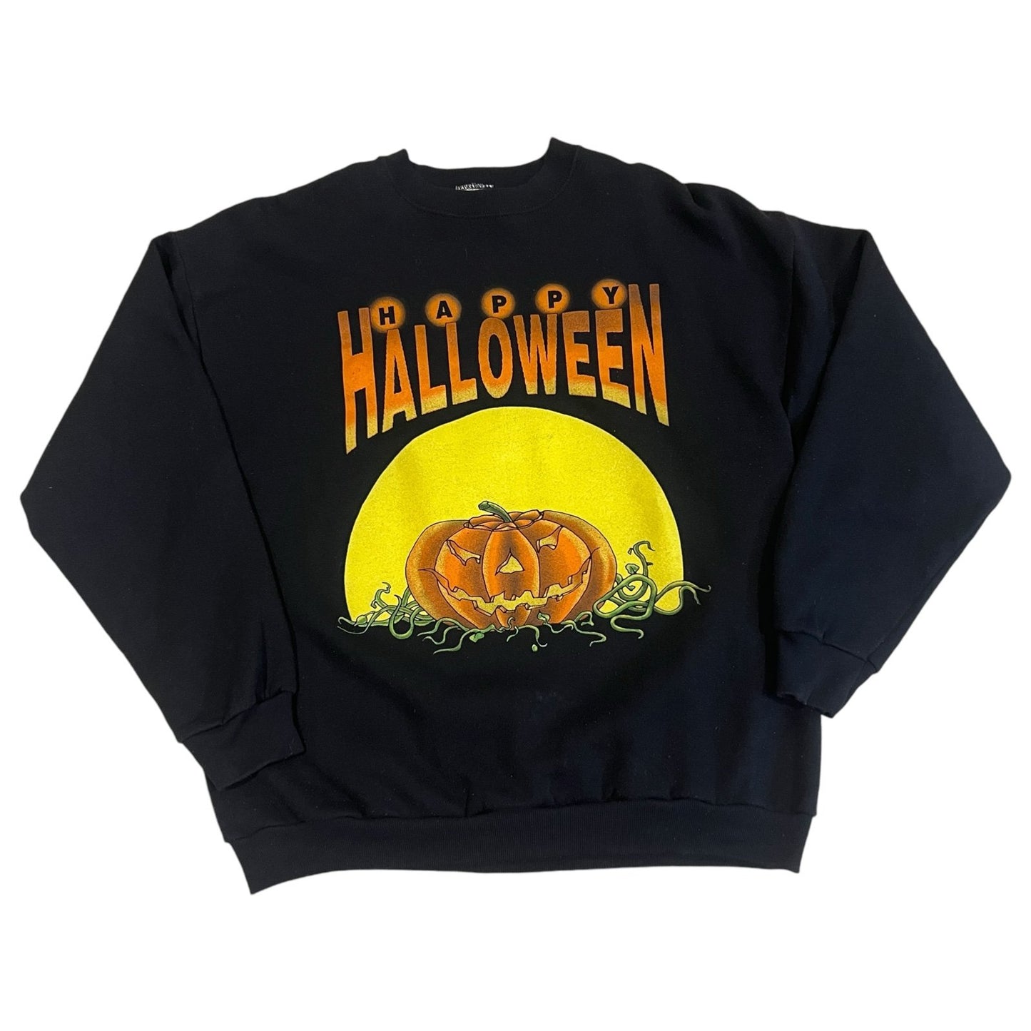 Vintage Happy Halloween Pumpkin Sweater Crewneck Black 90's