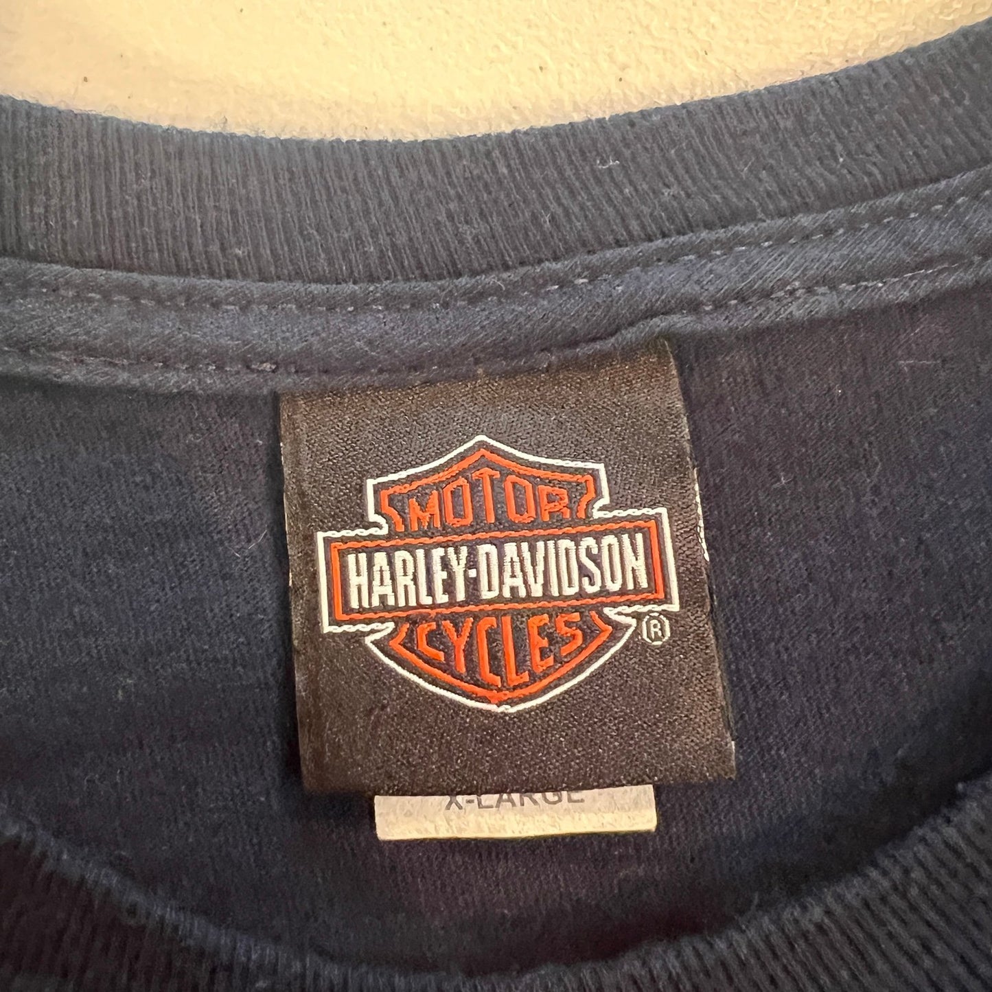 Harley Davidson Shirt Mens XL Navy Blue Green Bay Motorcycle Biker Rider