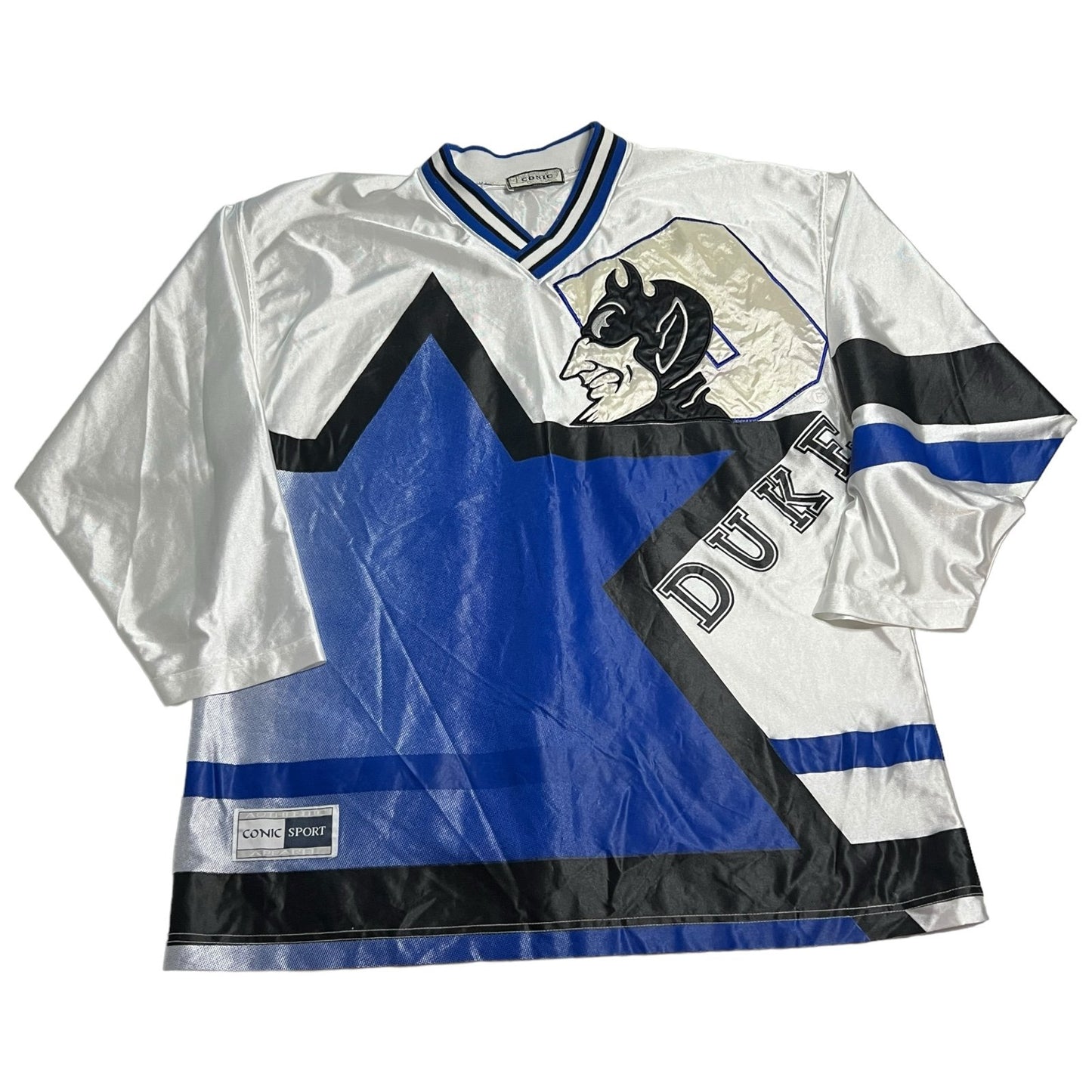 Vintage Duke Blue Devils Hockey Jersey Mens XL Conic Sports NCAA College White