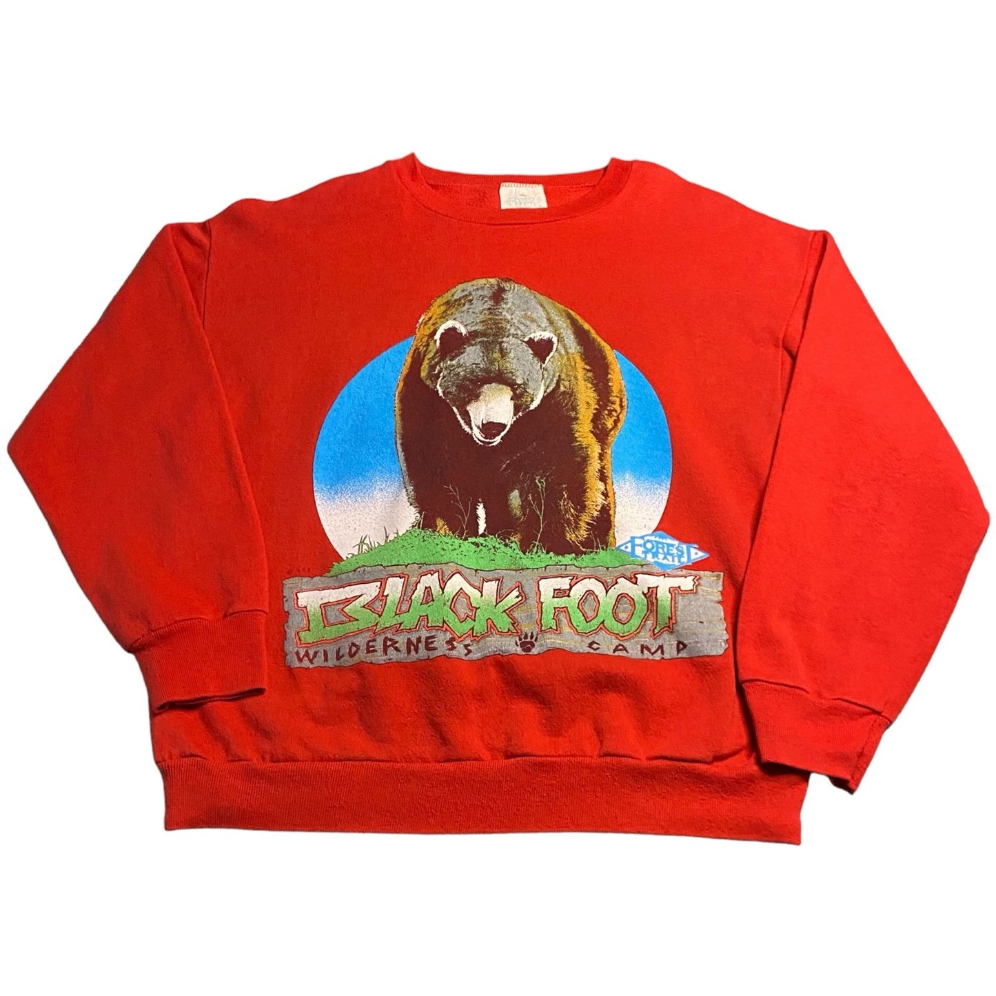 Vintage Bear Sweater Womans Large Black Foot Wilderness Anima Nature Red