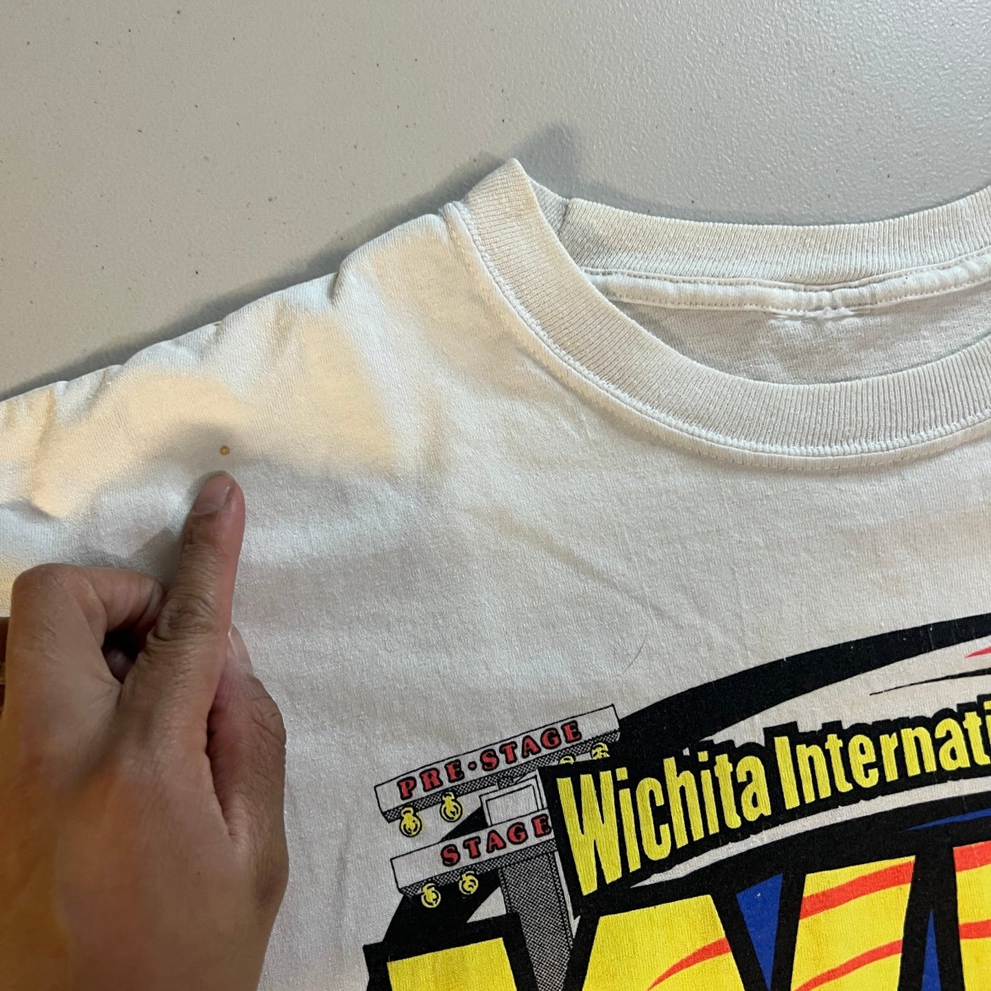 Drag Racing Shirt Wichita International Raceway WIR Mens XL White Y2K NASCAR