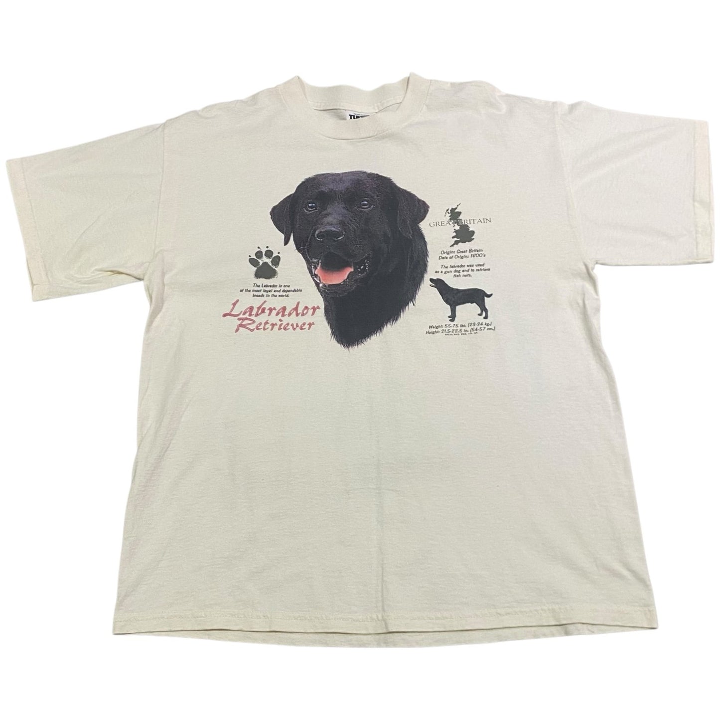 Vintage Black Labrador Retriever Shirt Mens Large Dog Tultex White Short Sleeve