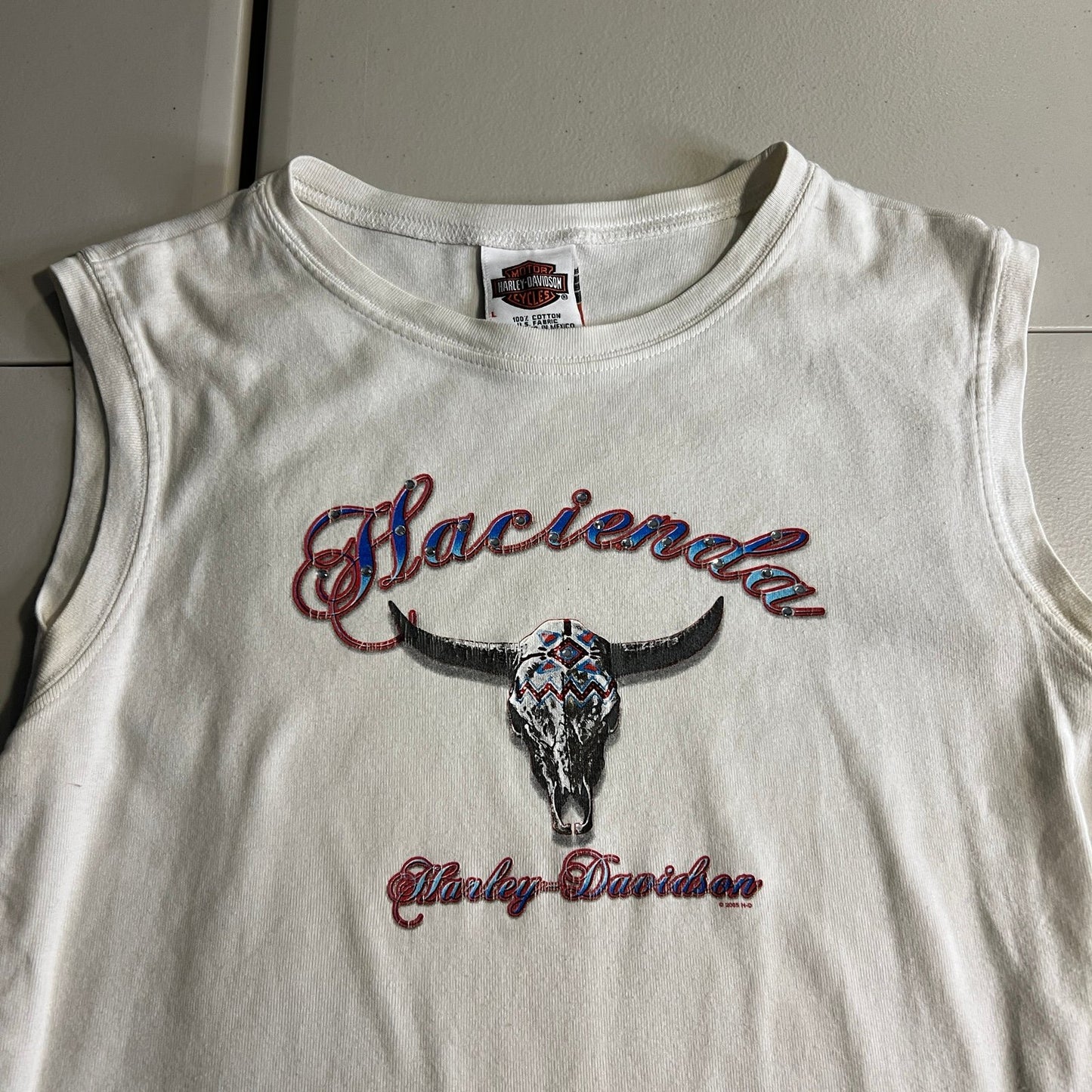 Harley Davidson Shirt Womens Large Tank Top White Scottsdale Sleeveless