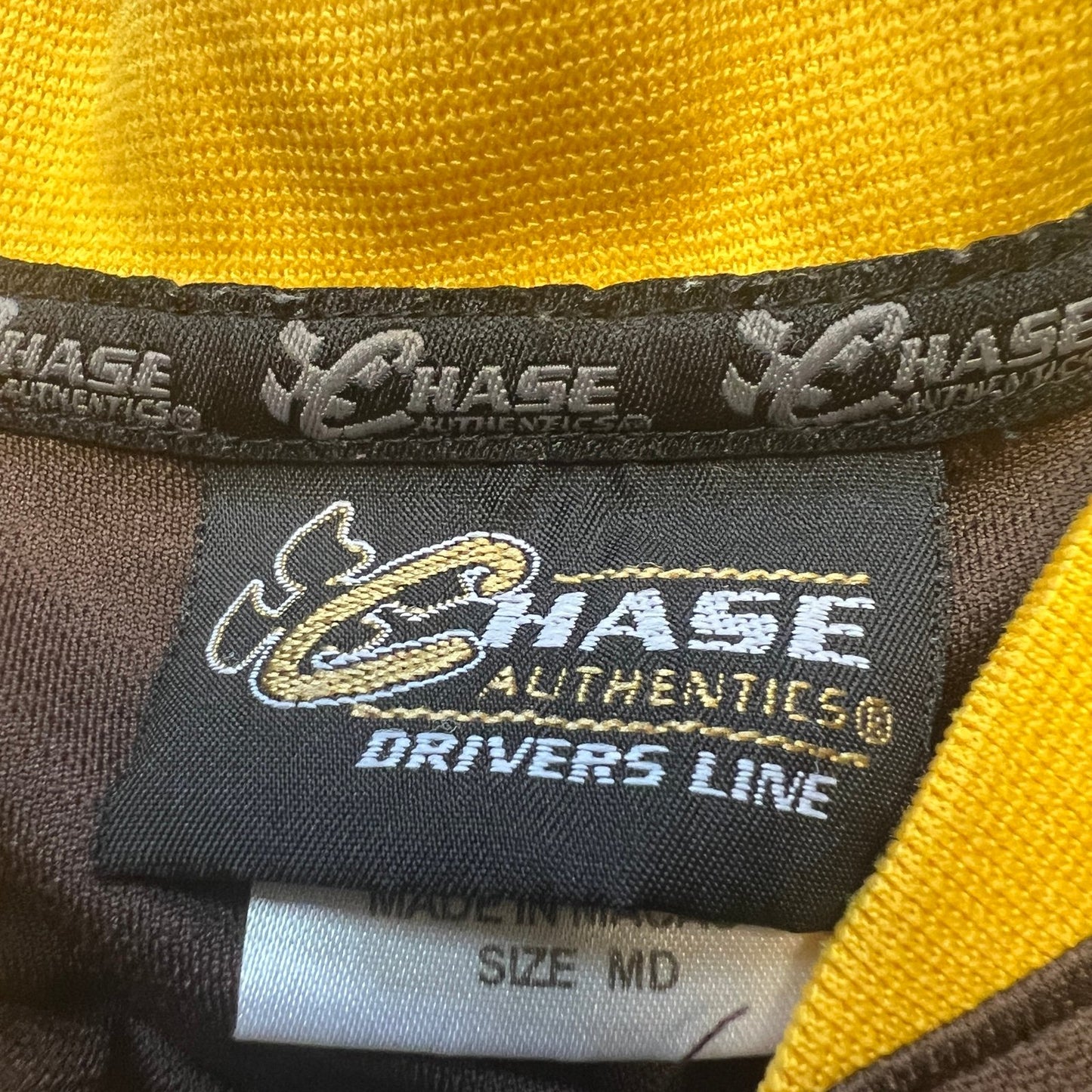 Chase Authentics Dale Jarrett Shirt Mens Medium UPS Brown Yellow Nascar Racing