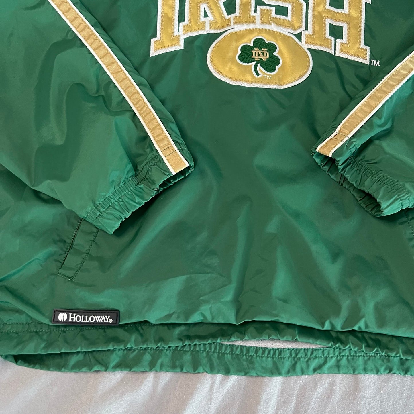 Vintage Notre Dame Windbreaker Jacket Kids Youth Large NCAA Embroidered Irish