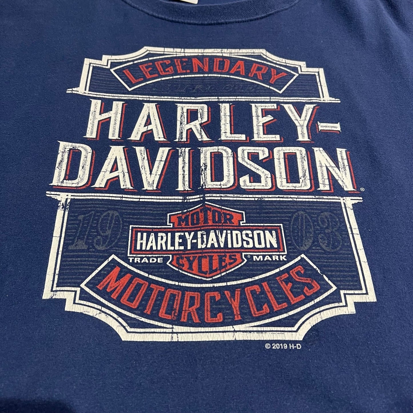 Harley Davidson Shirt Mens XL Tall Short Sleeve Chicago Wrigley Field Blue