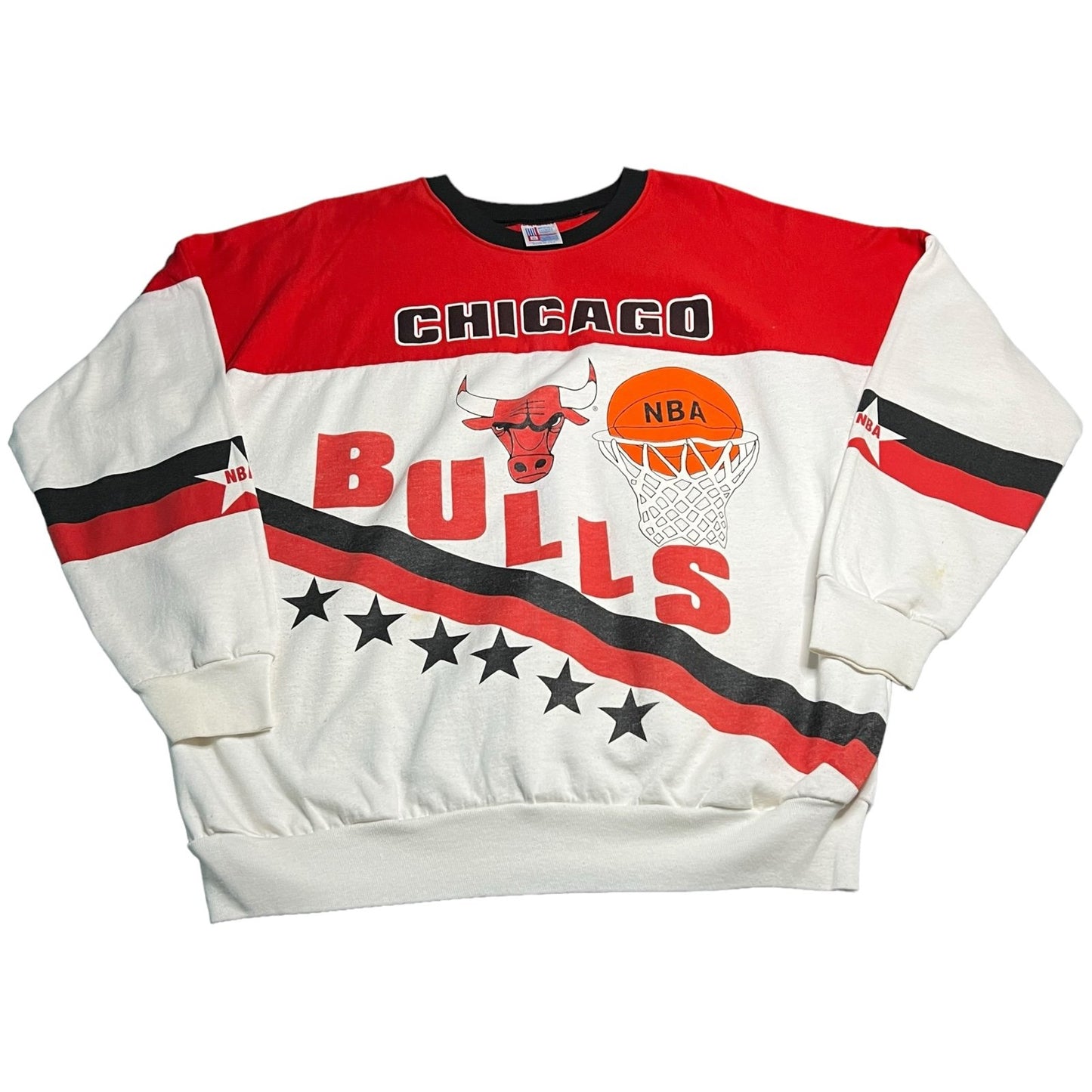 Vintage 80's Chicago Bulls Sweater Mens XL Crewneck NBA Double Sided