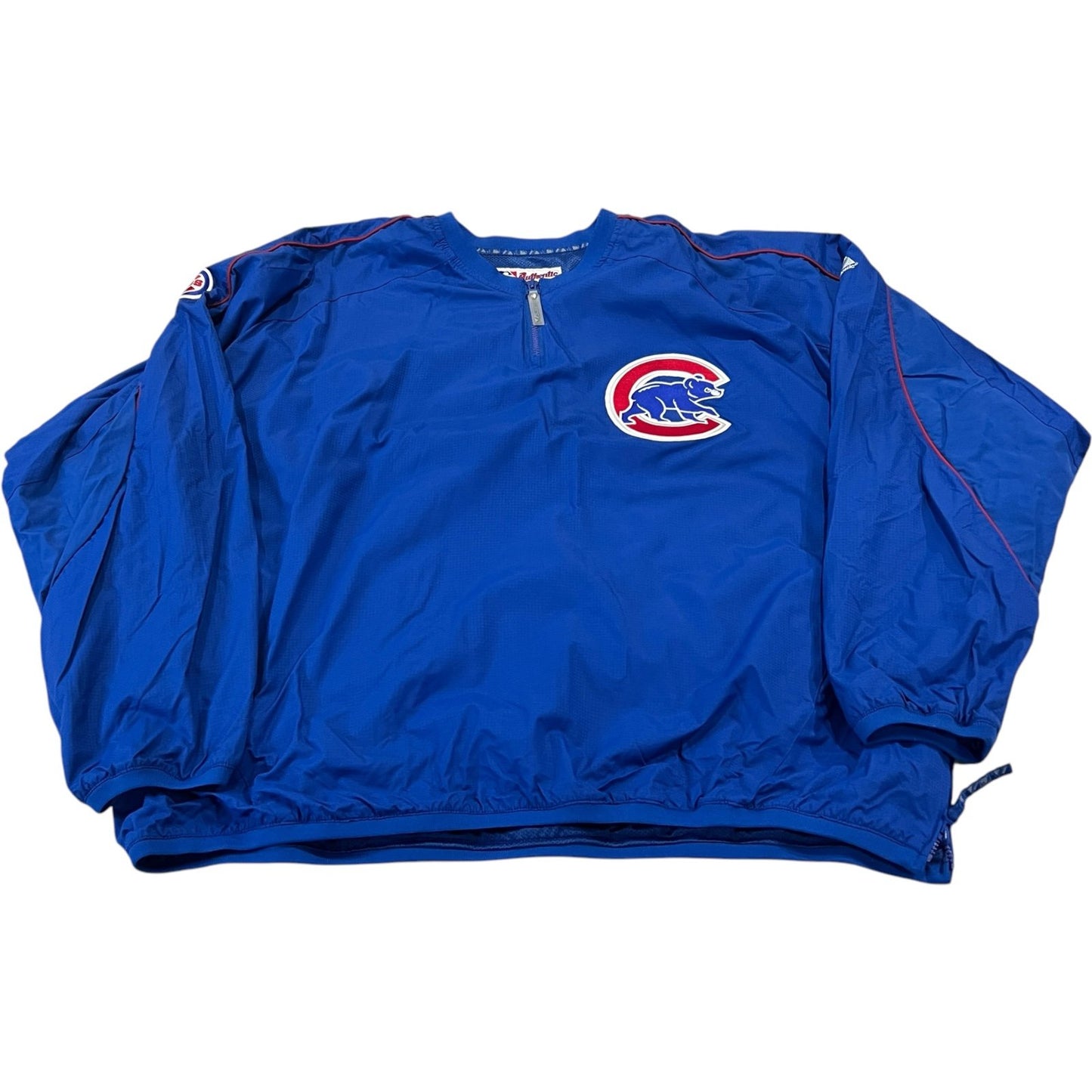 Chicago Cubs Jacket Mens 2XL XXL Blue Quarter Zip  Embroidered Majestic MLB