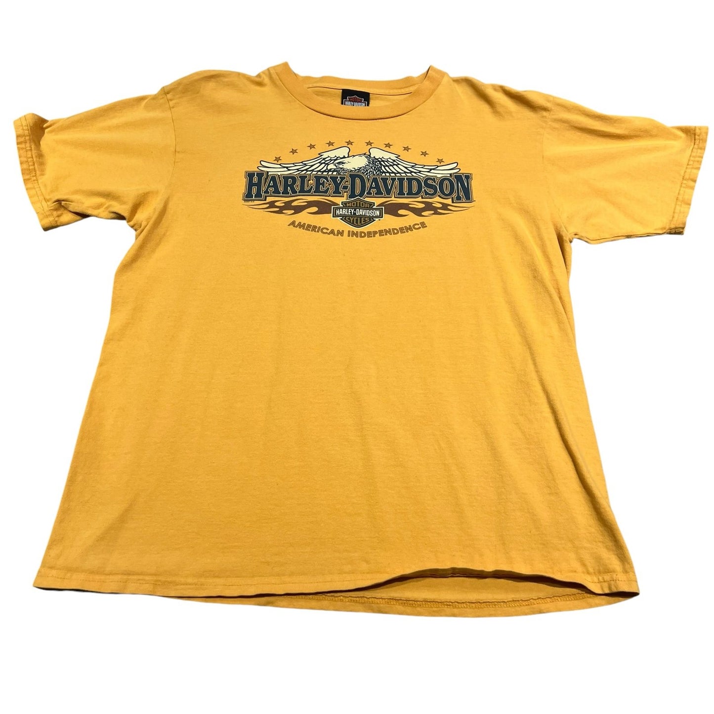 Harley Davidson Shirt Mens XL Yellow Janesville Motorcycle Short Sleeve Eagle