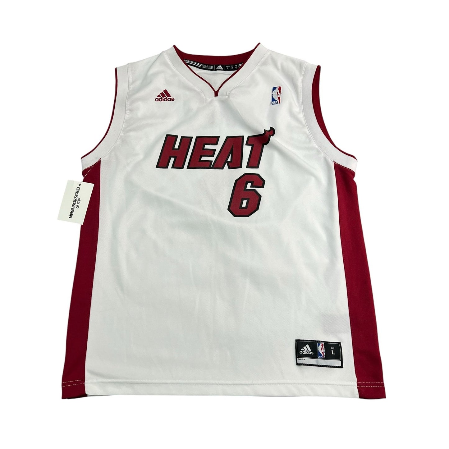 LeBron James Miami Heat Jersey Kids Youth Large #6 White Adidas NBA