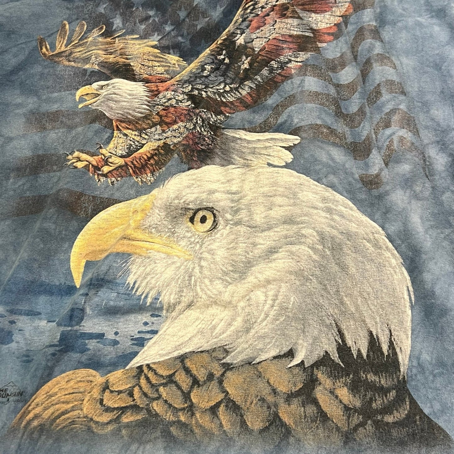 The Mountain Shirt Bald Eagle Mens XL Short Sleeve Blue Tie Dye American USA