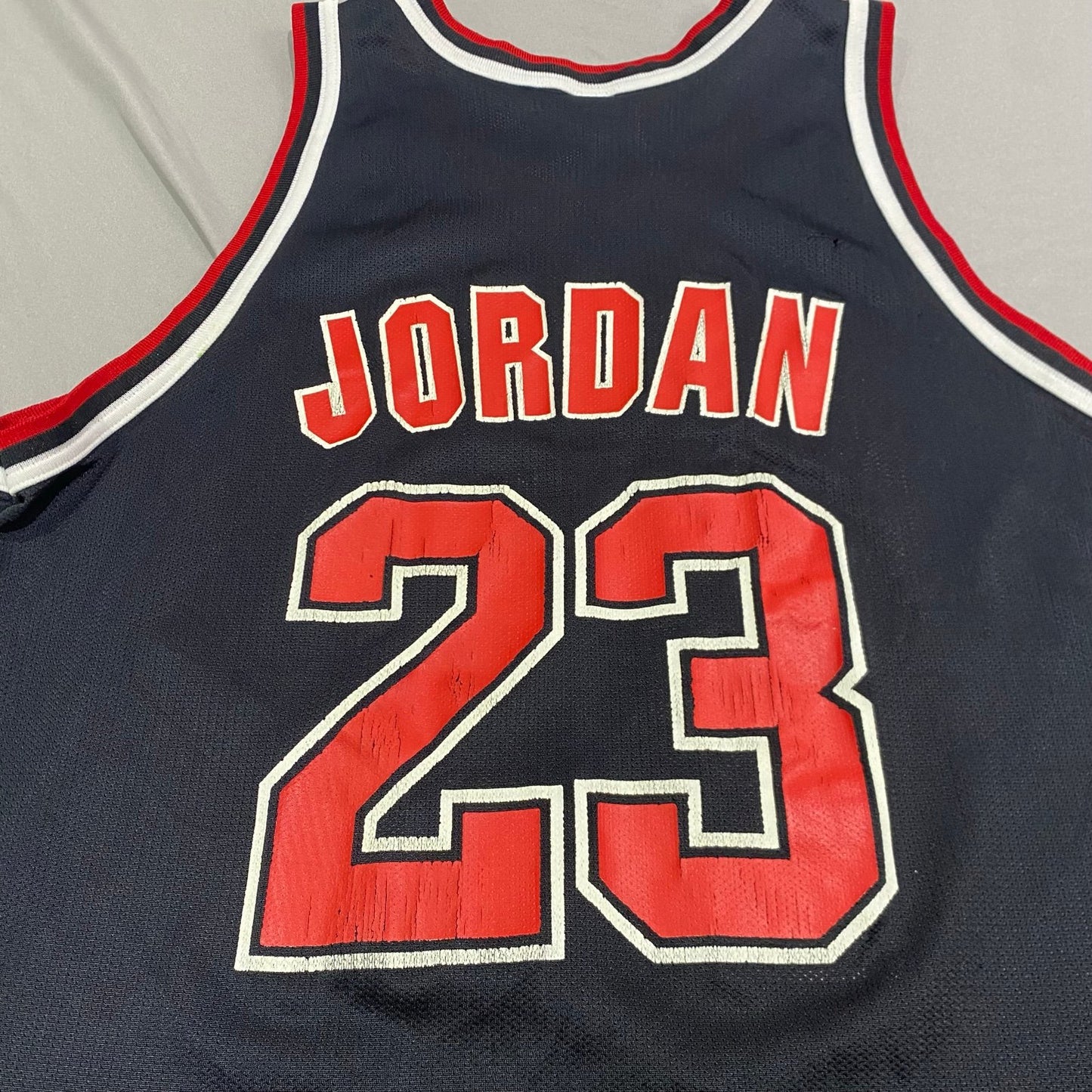 Vintage 90's Michael Jordan Chicago Bulls Jersey Mens 48 Champion Black #23 NBA