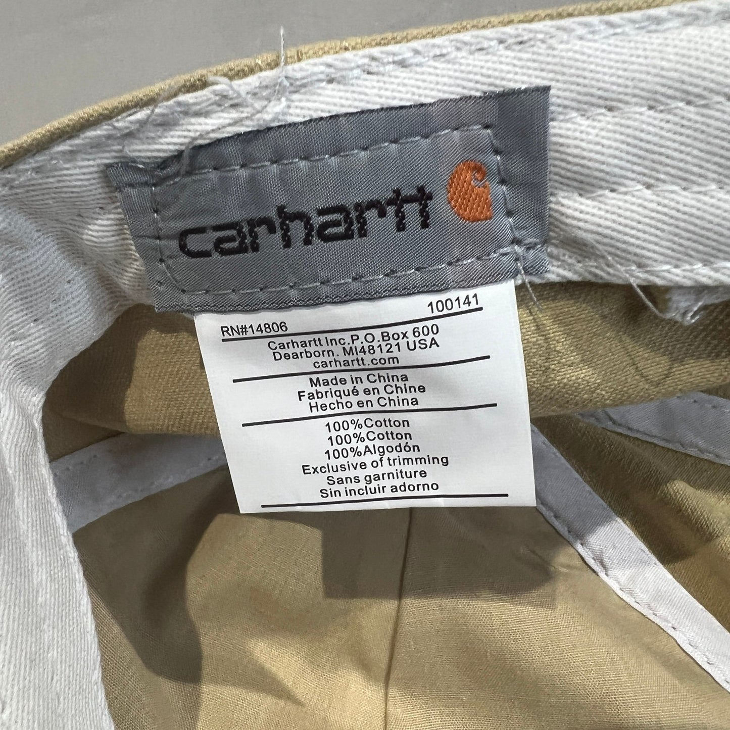 Carhartt Mens Canvas Cotton Hat Strapback Tan Beige