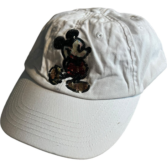 Disney Parks Mickey Mouse Hat Strapback White Adult One Size Sequined