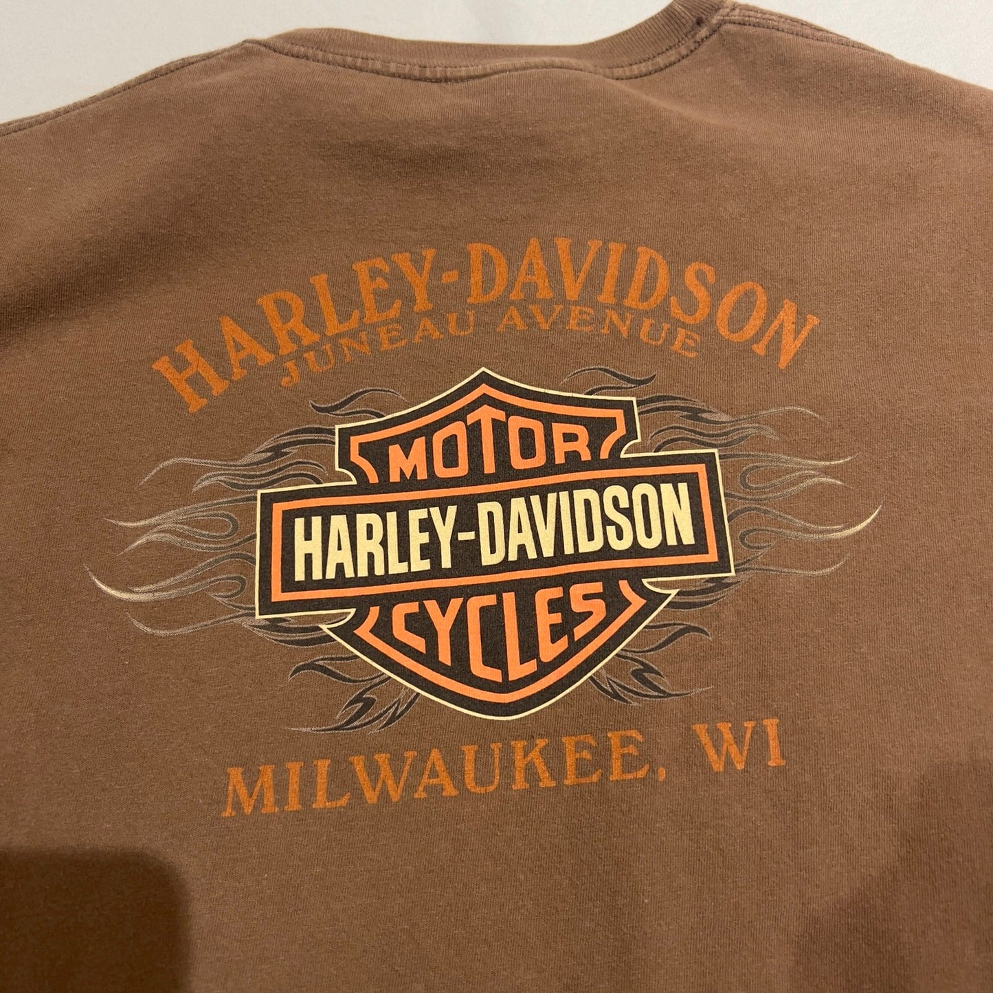 Harley Davidson Shirt Mens XL Brown Milwaukee  Short Sleeve Motorcycle Biker