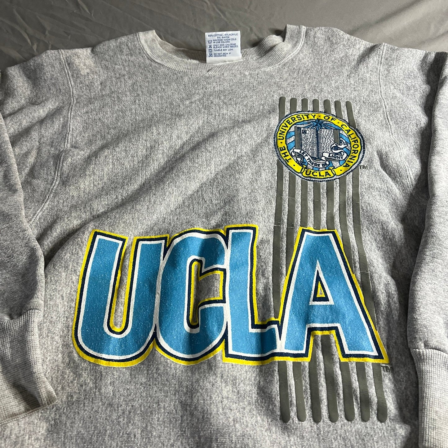 Vintage UCLA Sweater Crewneck Womans Large Hanes Beefy Heather Gray NCAA