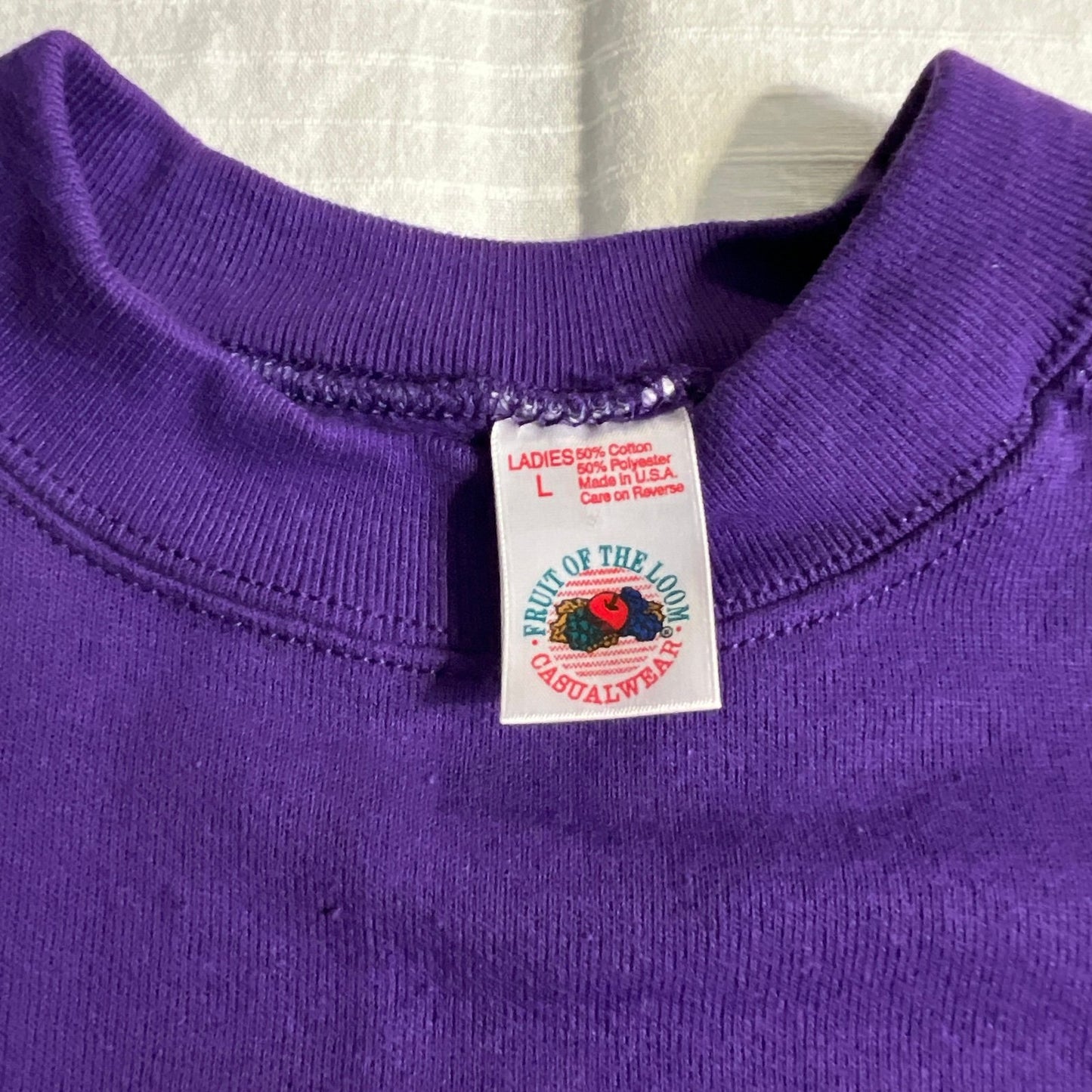 Vintage Blank Sweater Fruit of the Loom Womans Large Purple Crewneck Basic 90's