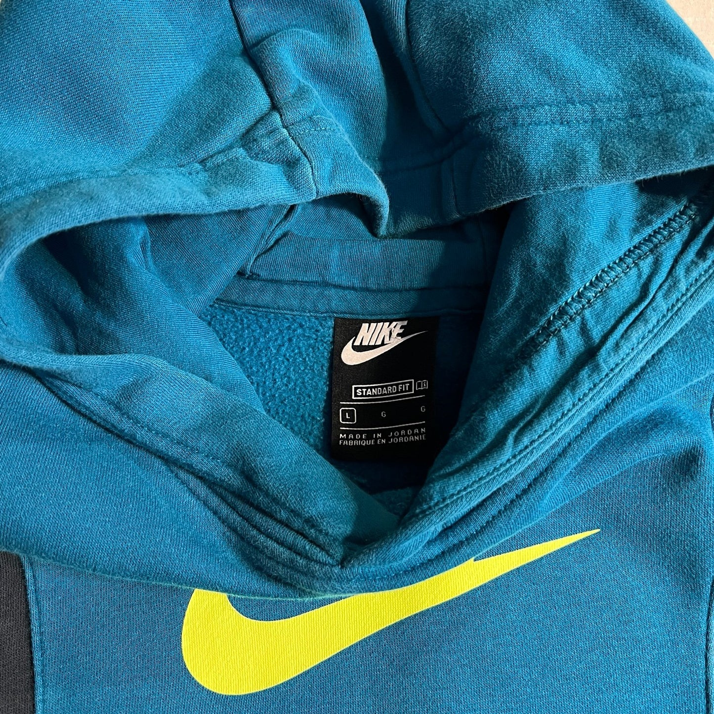 Nike Hoodie Kids Girls Large Sweat Shirt Swoosh Green Blue Pullover Activewear