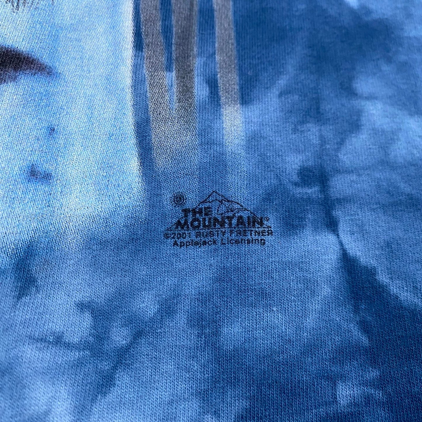 Vintage 2001 The Mountain Wolfs Print Blue Tie Dye Mens XL Shirt