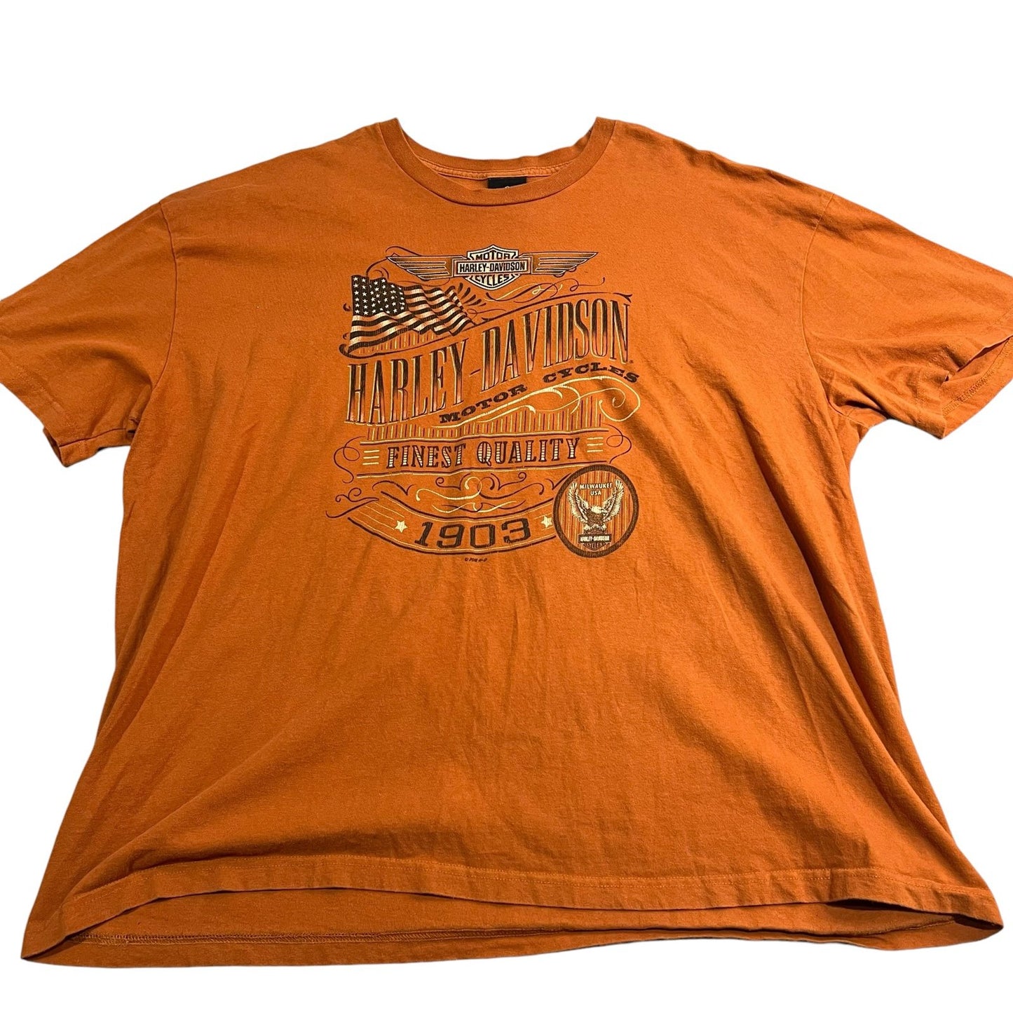 Harley Davidson Shirt Mens 4XL XXXXL Vancouver Short Sleeve Orange Motorcycle