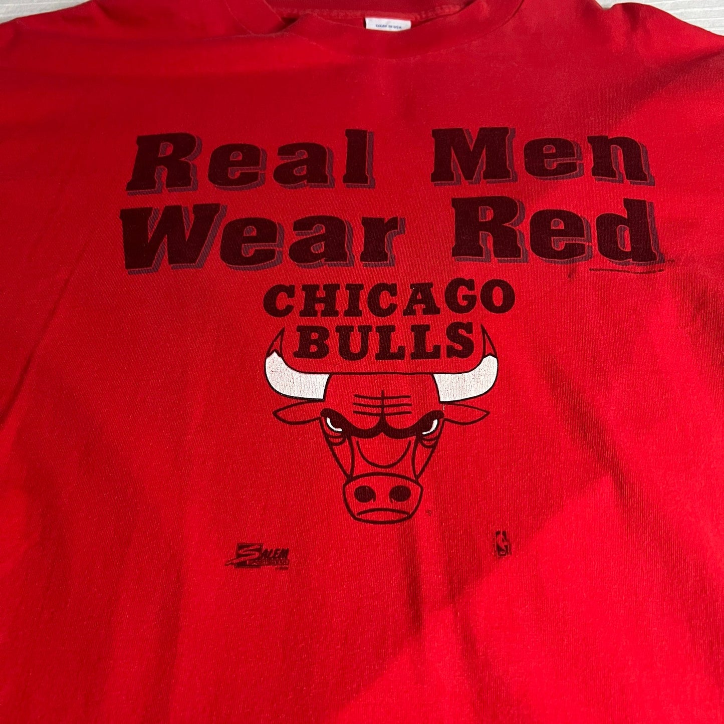 Vintage Chicago Bulls Salem Sportswear Shirt Mens XL Real Men Wear Red 90's