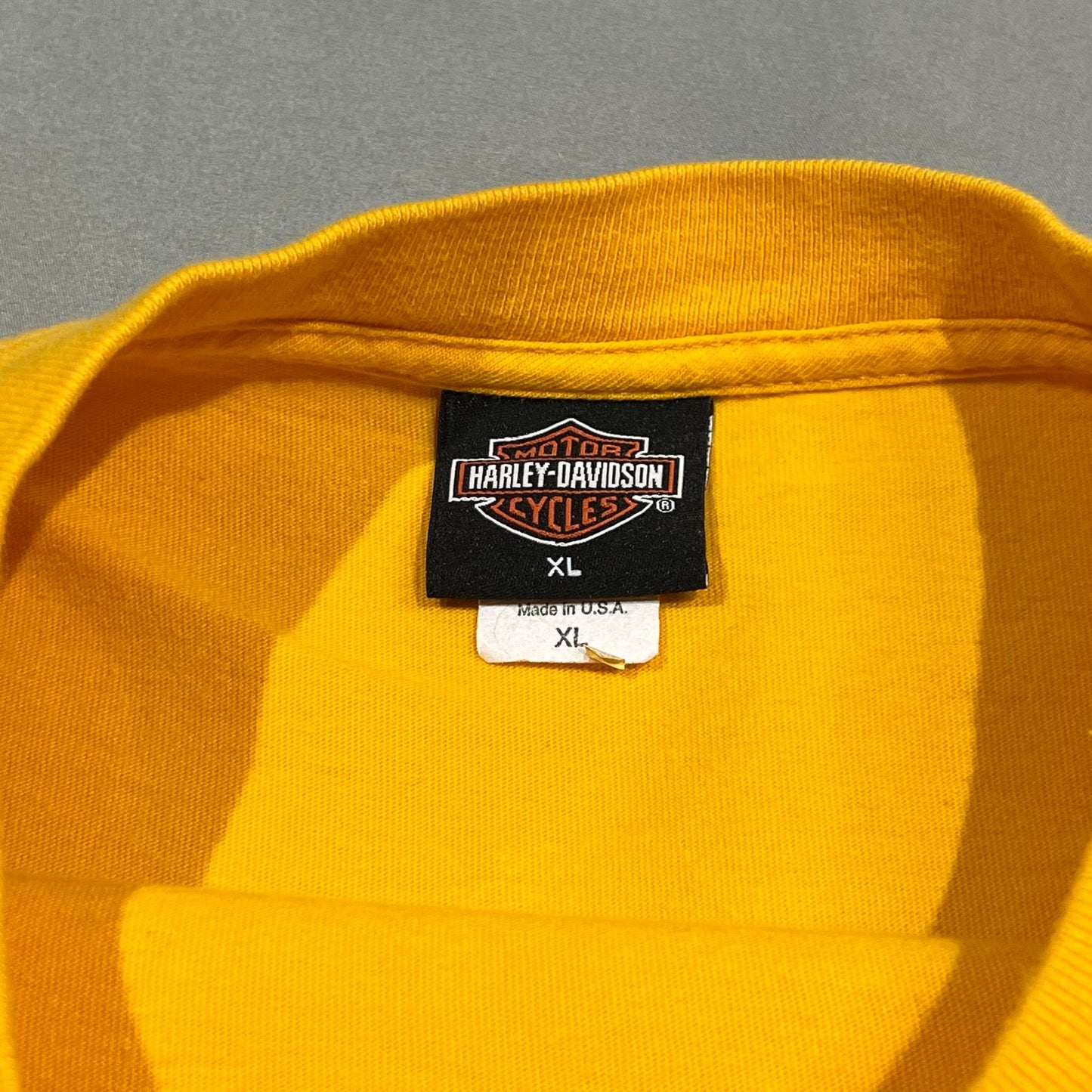 Harley Davidson Shirt Mens XL Yellow Onalaska Short SLeeve Motorcycle Biker