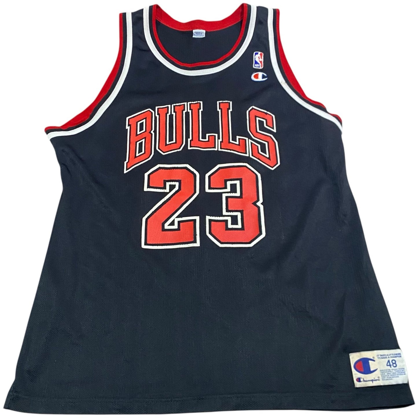 Vintage 90's Michael Jordan Chicago Bulls Jersey Mens 48 Champion Black #23 NBA