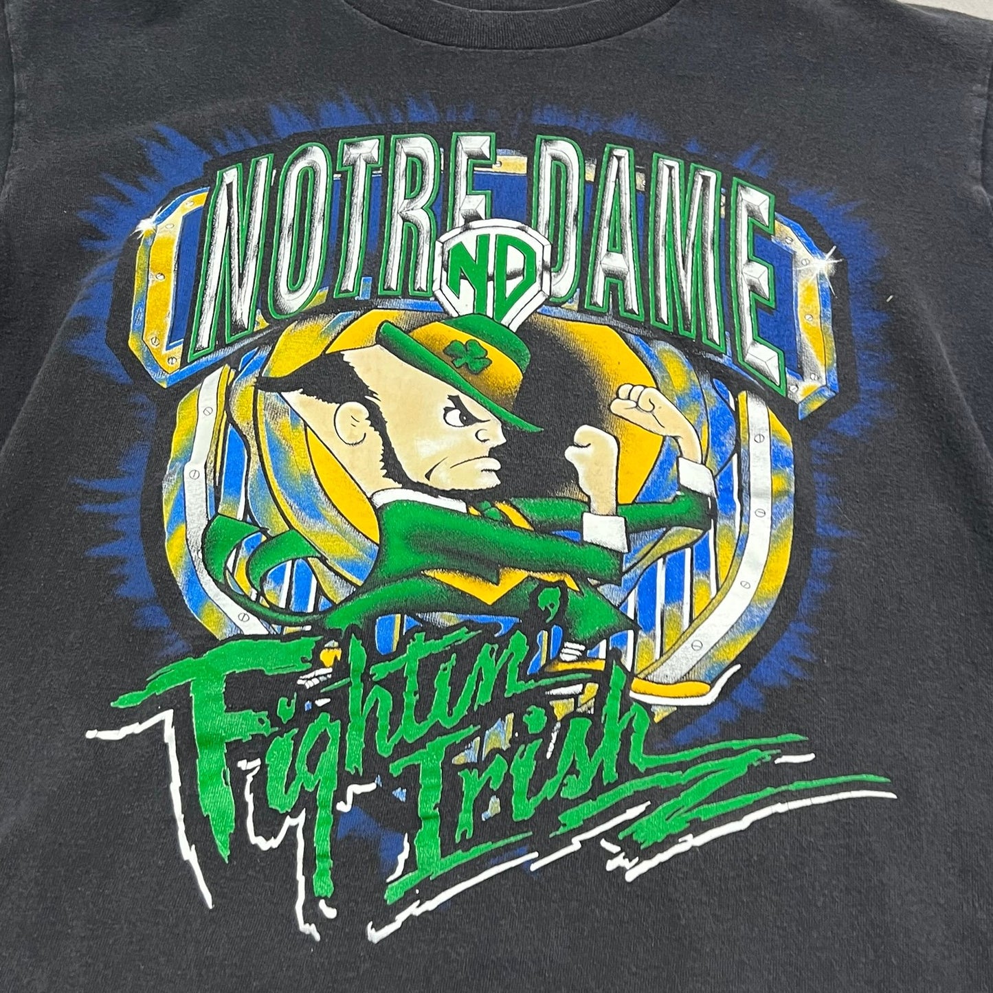 Vintage Notre Dame Shirt Womans Medium Short Sleeve Black NCAA Fighting Irish