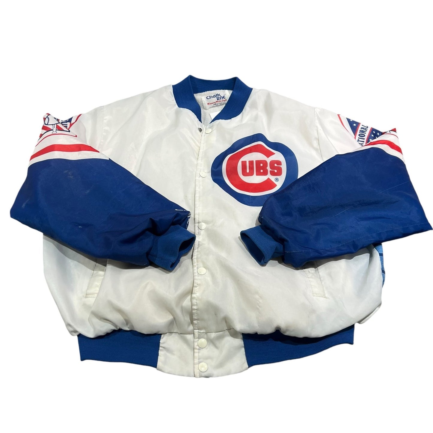 Vintage 1989 Chicago Cubs Chalk Line Jacket Mens XL Wrigley Field Button Snap