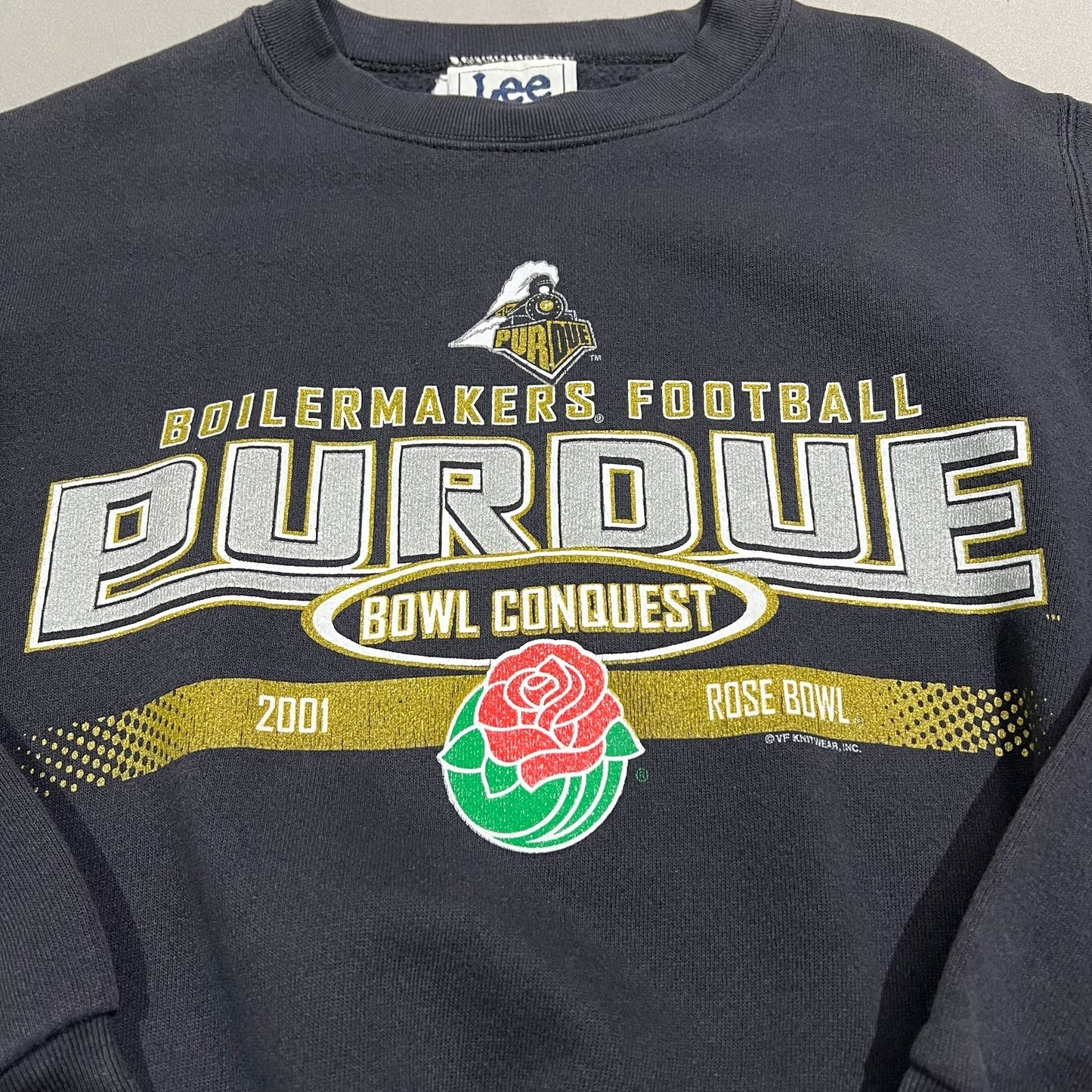 Vintage Purdue Crewneck Sweater Kids Medium Rose Bowl Football Black College