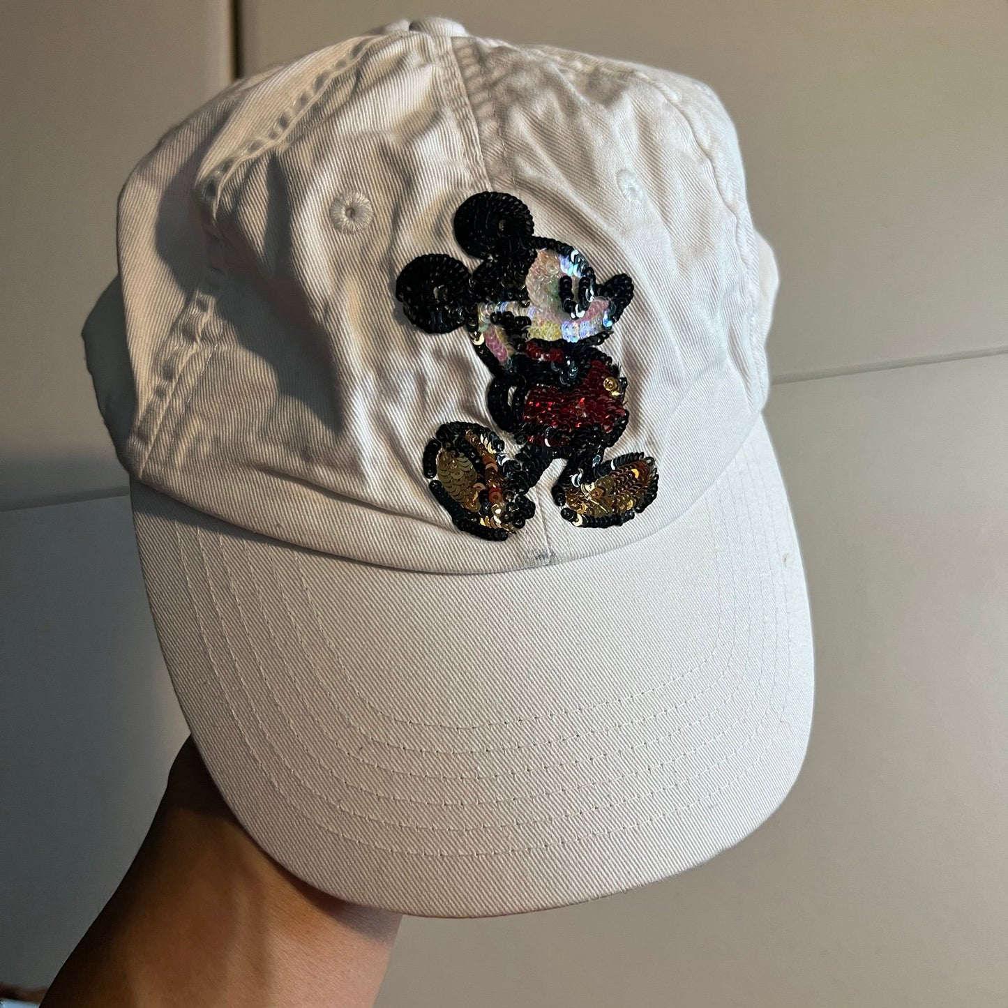 Disney Parks Mickey Mouse Hat Strapback White Adult One Size Sequined