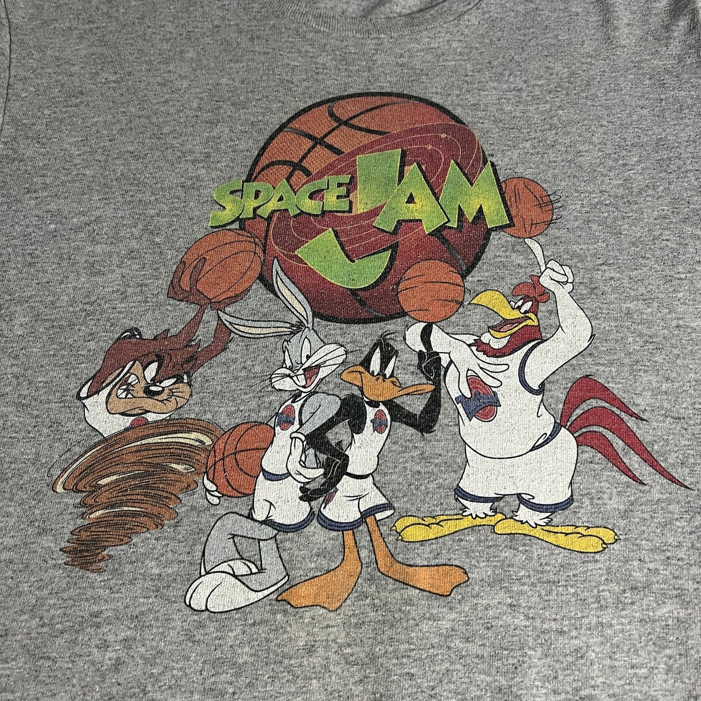 Vintage Space Jam Shirt Mens Small Gray Looney Tunes Short Sleeve Basketball