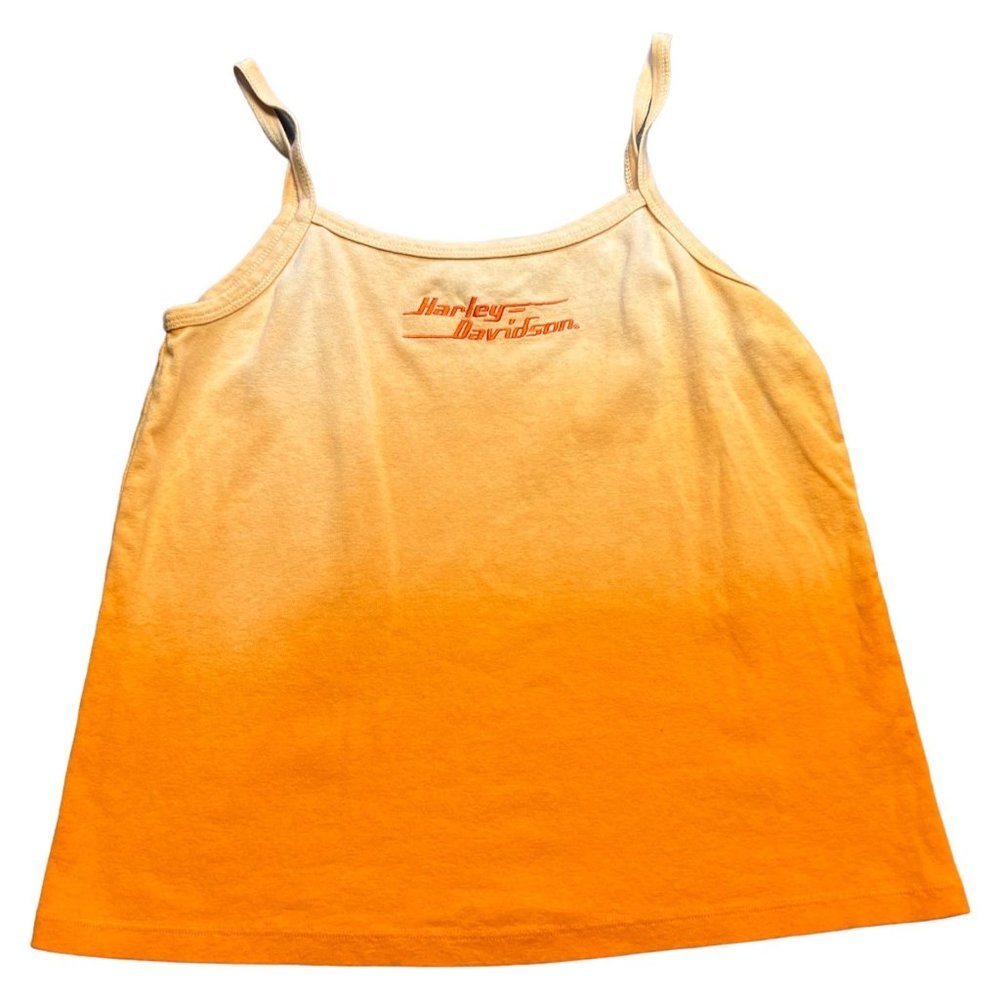 Vintage Harley Davidson Tank Top Shirt Womens XL Orange Motorcycle Biker Rider