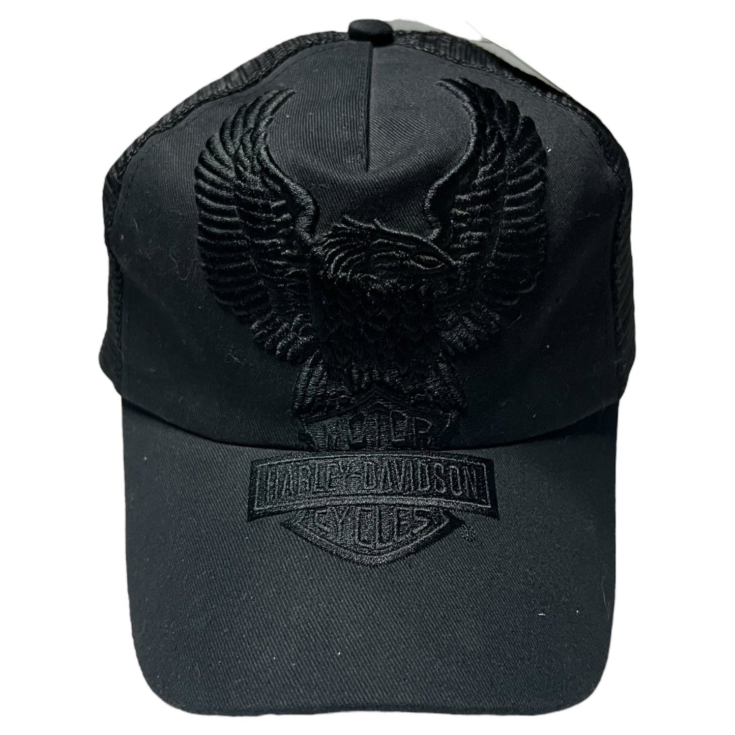 Harley Davidson Trucker Hat Snapback Black Motorcycle Biker Eagle Embroidered