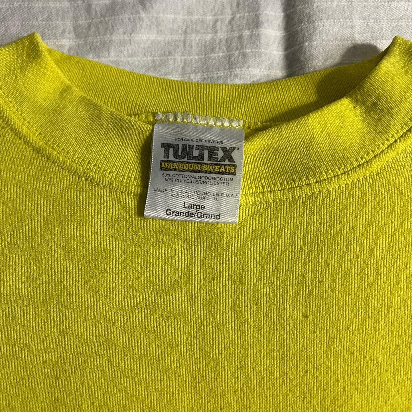 Vintage Blank Sweater Tultex Womans Large Neon Yellow 90's Basic Crewneck