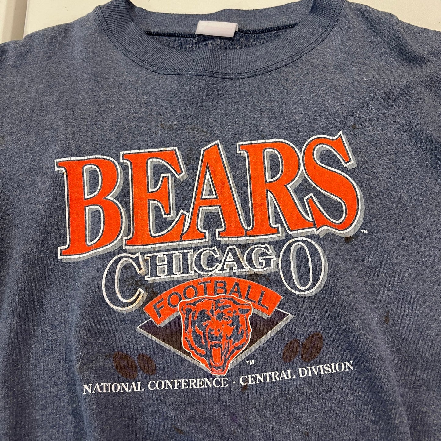 Vintage Chicago Bears Sweater Mens Medium NFL Crewneck NFL Blue Orange